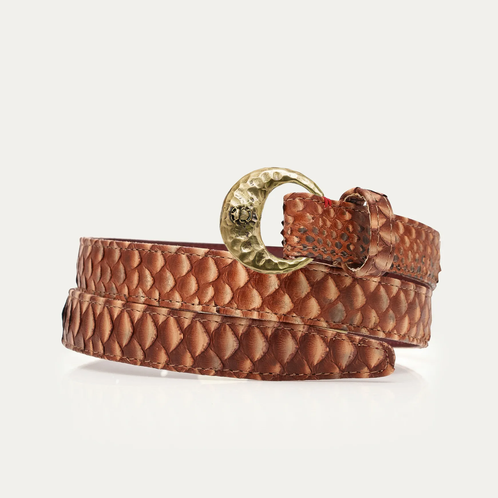 Fashion Claris Virot Baby Ceintures Demi Lune Python Cuivre Lavé