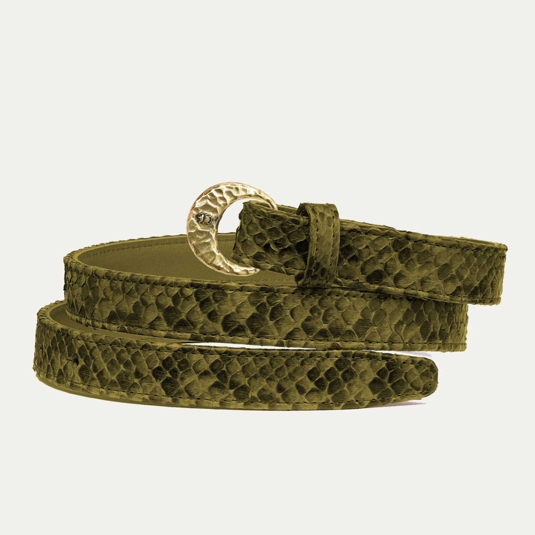 Fashion Claris Virot Baby Ceintures Demi Lune Python kaki