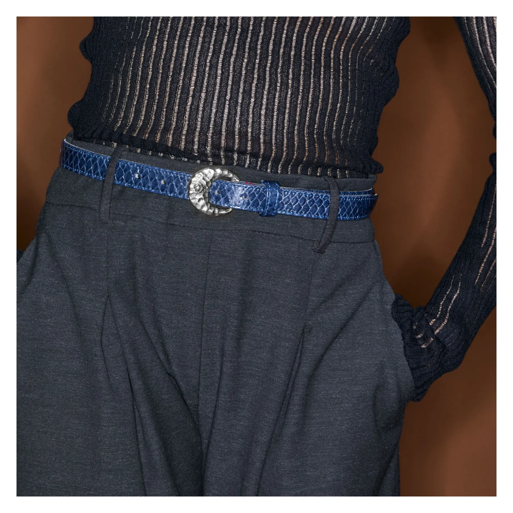 Hot Claris Virot Baby Ceintures Demi Lune Python Navy