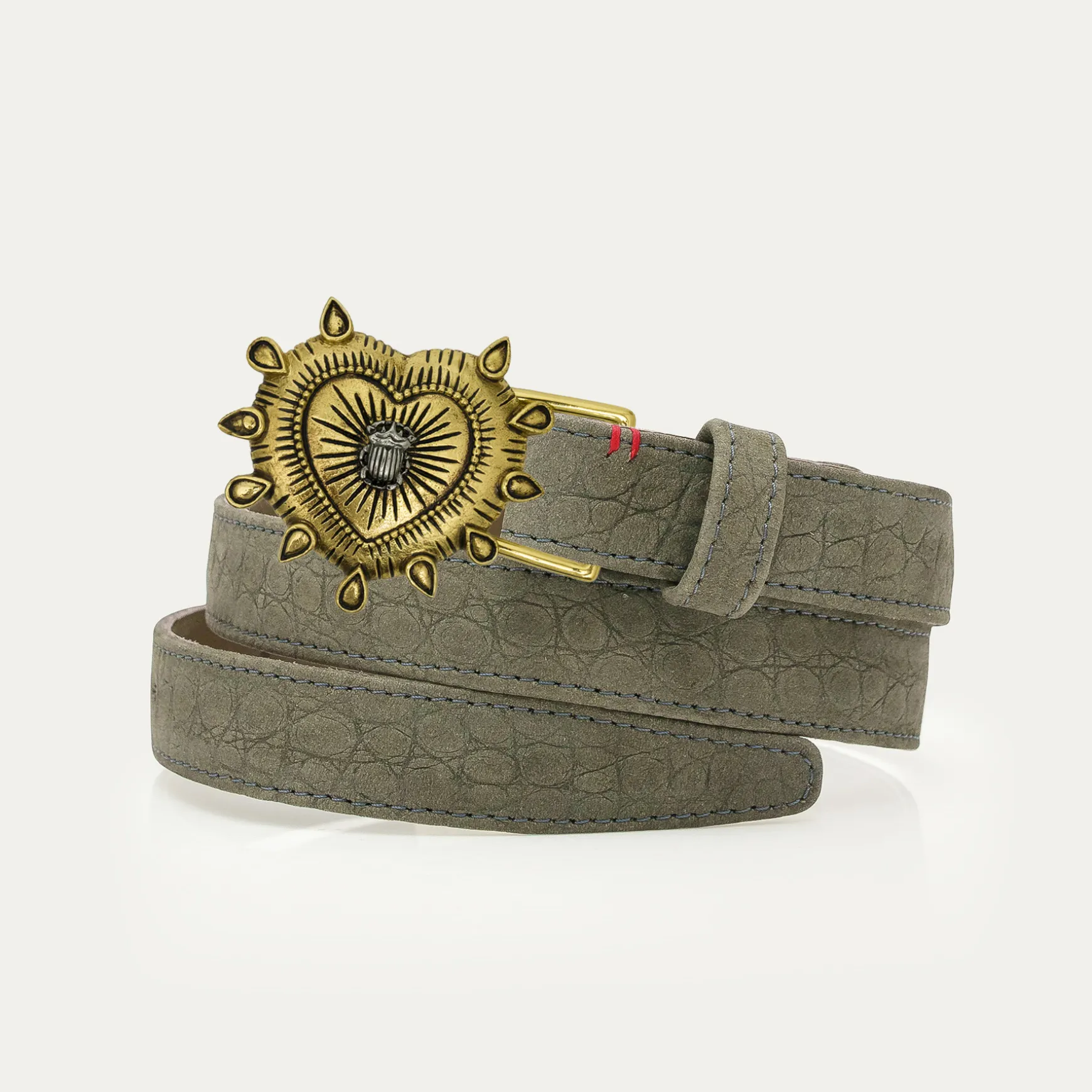 Best Sale Claris Virot Baby Ceintures Ex-Voto Cuir Embossé Croco Gris