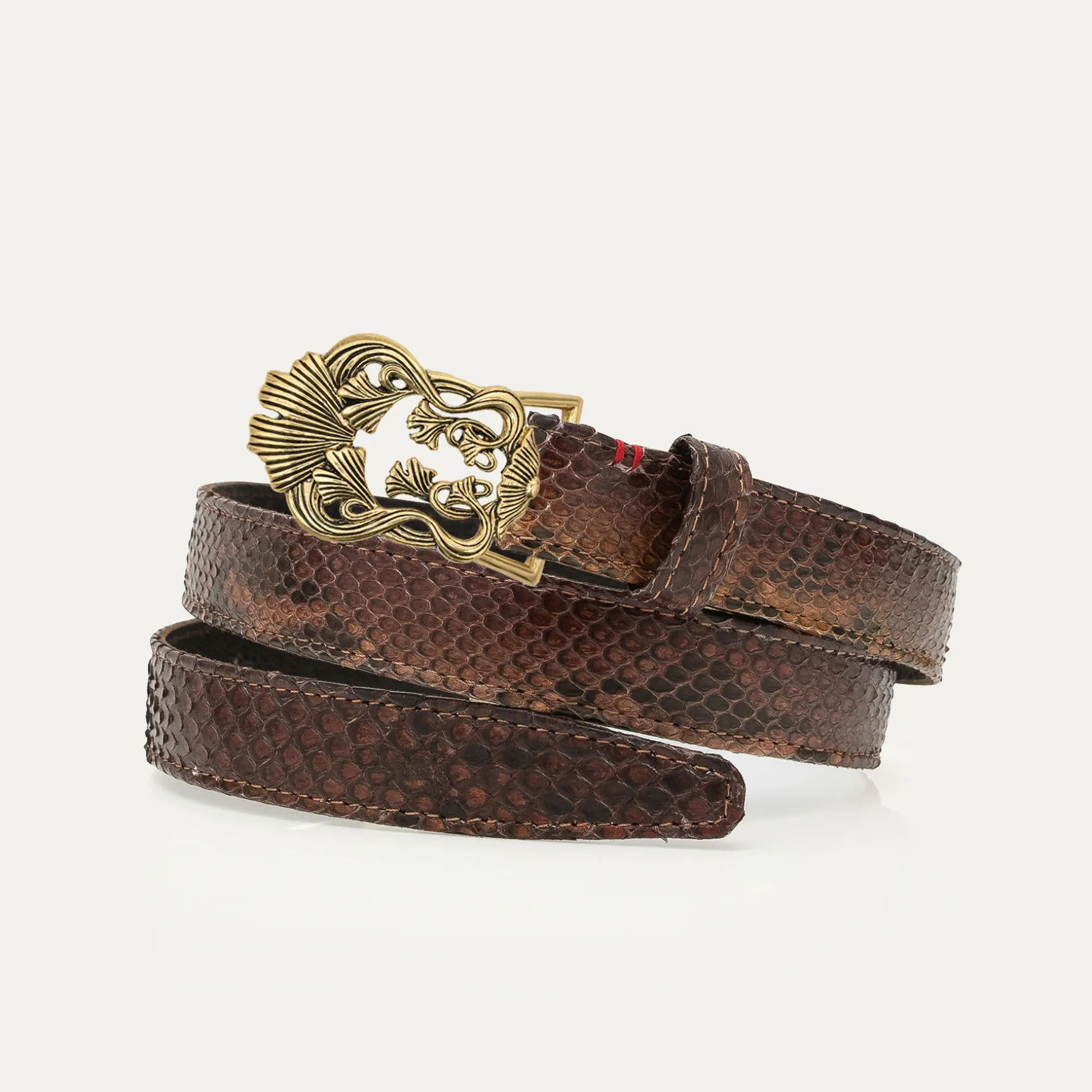 Fashion Claris Virot Baby Ceintures Feuilles de Ginko Python Oeil de tigre