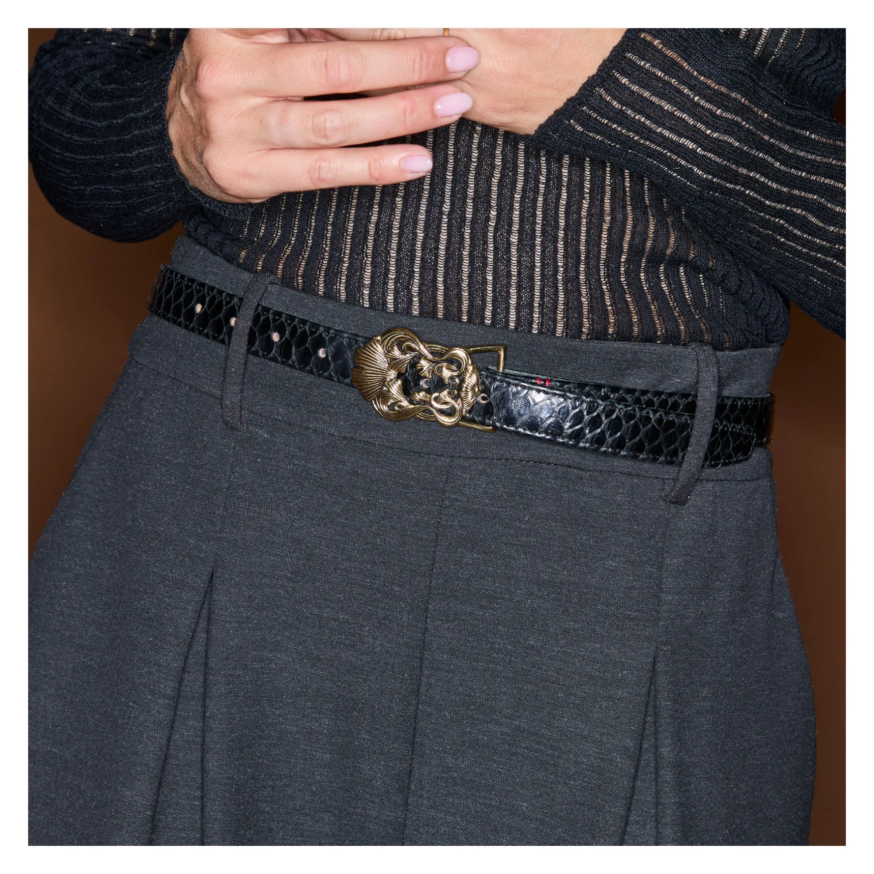 Best Claris Virot Baby Ceintures Feuilles de Ginko Python Noir