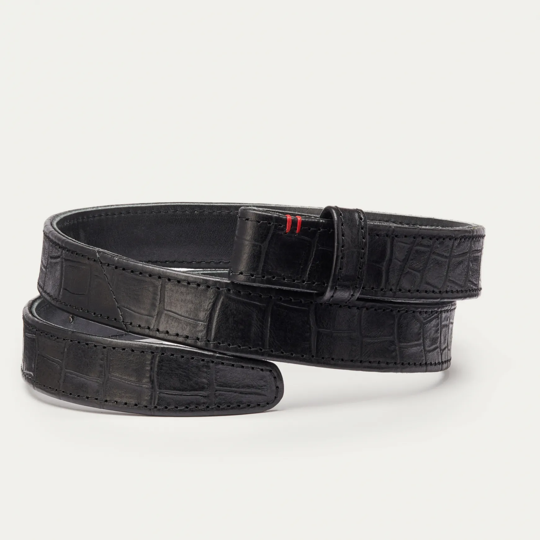 New Claris Virot Baby Ceintures Noeud Cuir Embossé Croco Noir