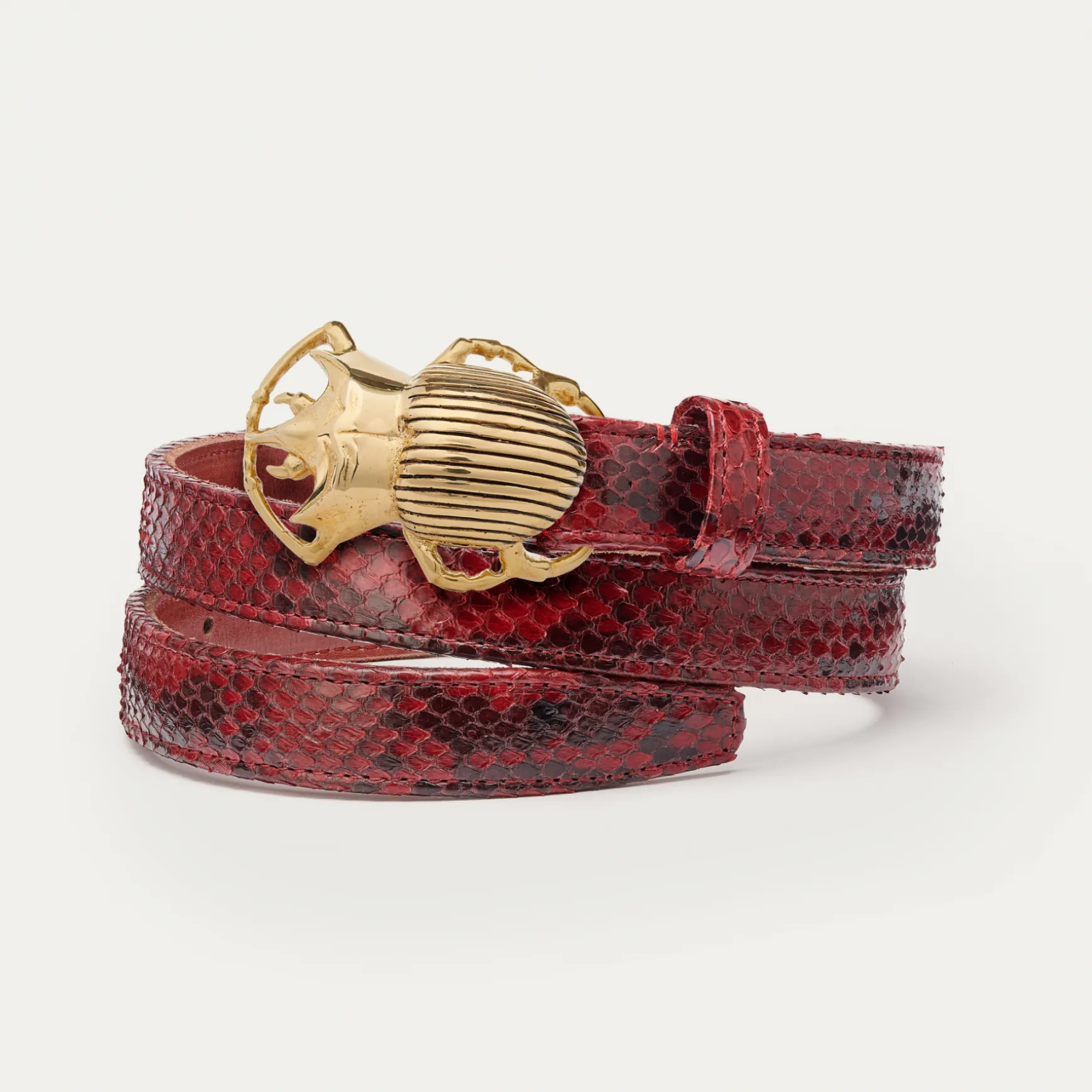 Cheap Claris Virot Baby Ceintures Scarabée Python Bordeaux