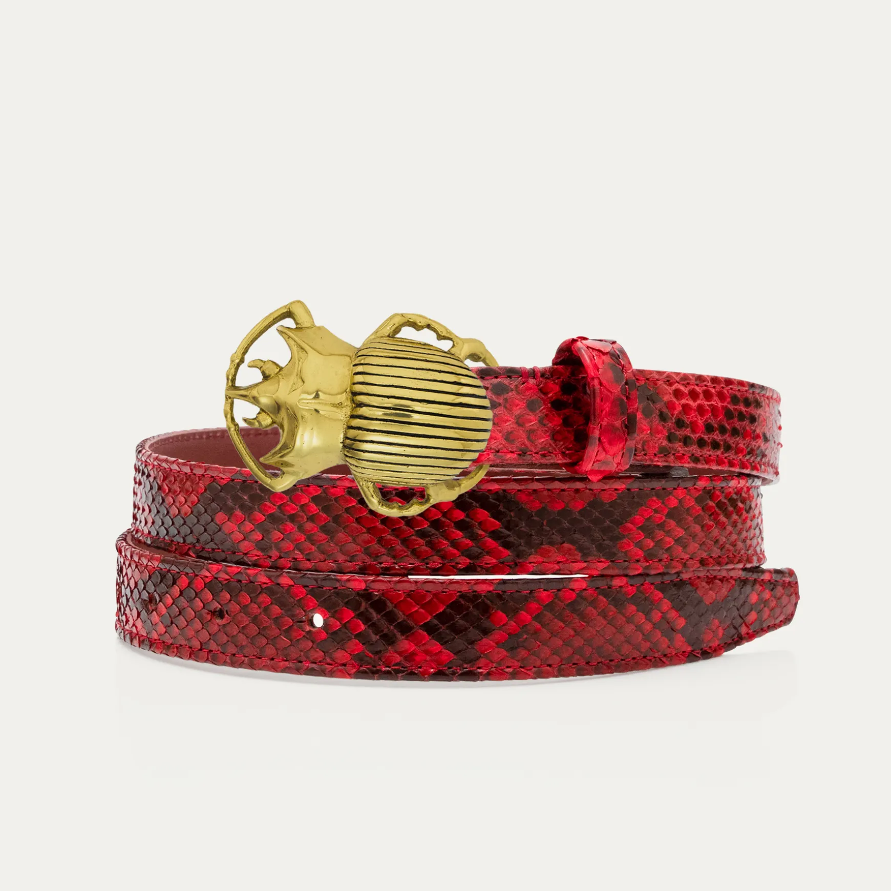 Cheap Claris Virot Baby Ceintures Scarabée Python Rubis