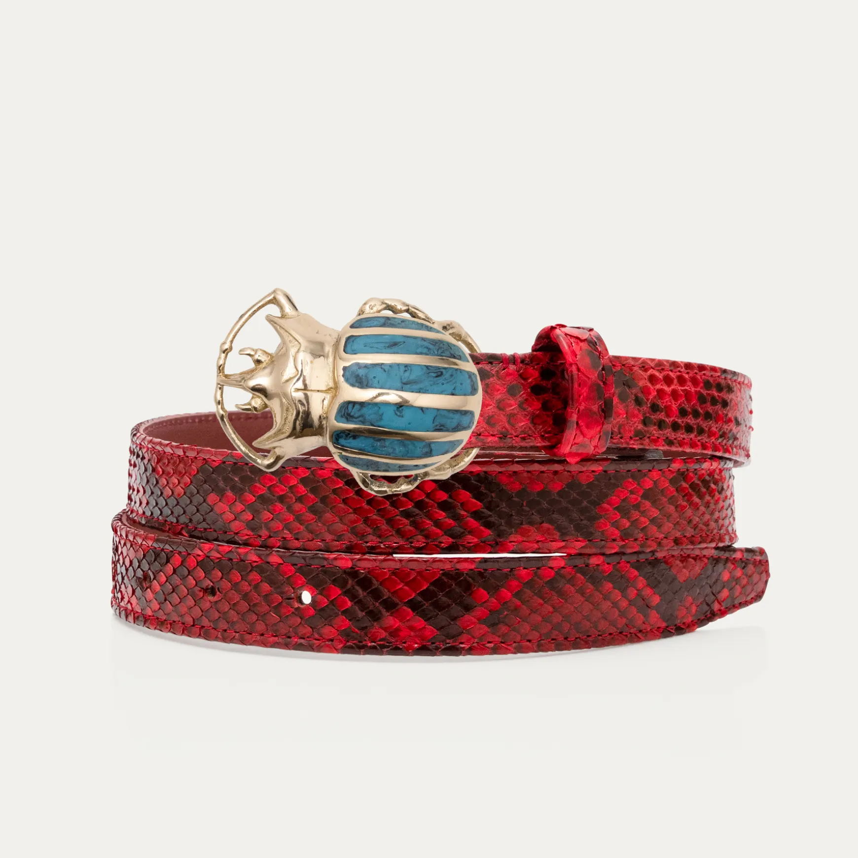 Fashion Claris Virot Baby Ceintures Scarabée Python Rubis