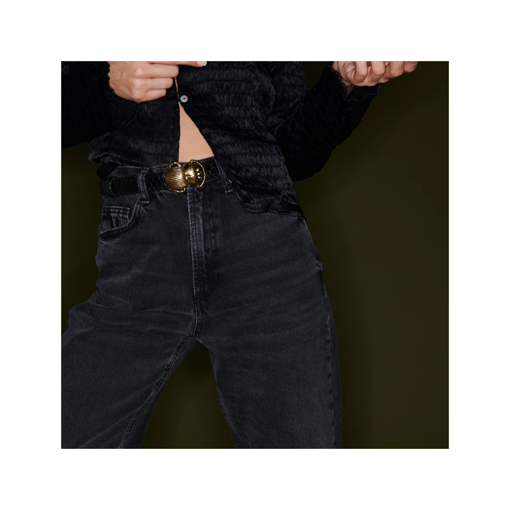 Online Claris Virot Baby Ceintures Scarabée Python Noir