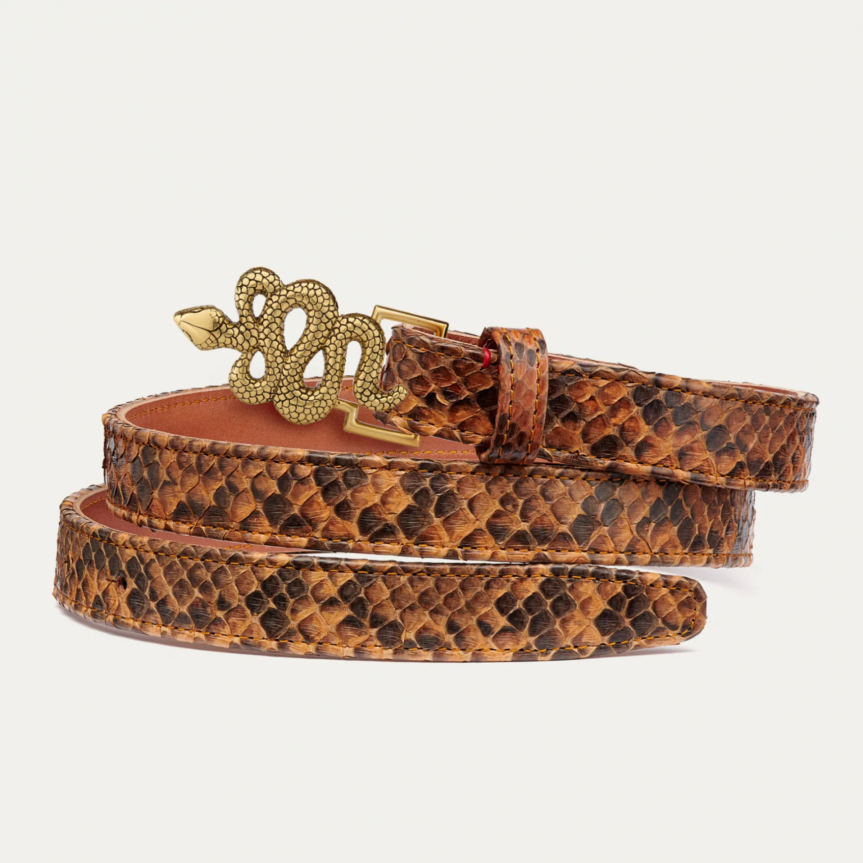 Cheap Claris Virot Baby Ceintures Serpent Python moka