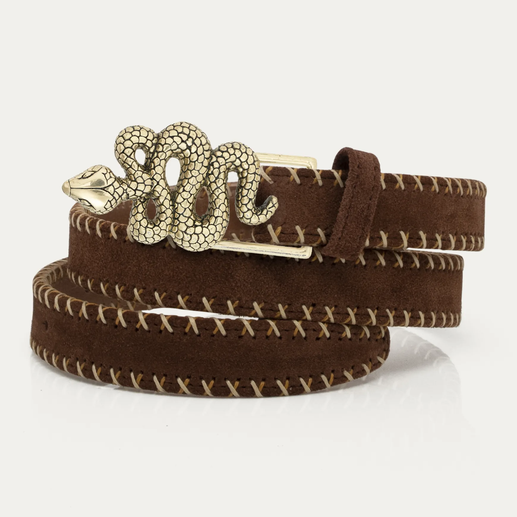 Flash Sale Claris Virot Baby Ceintures Serpent Cuir Cognac