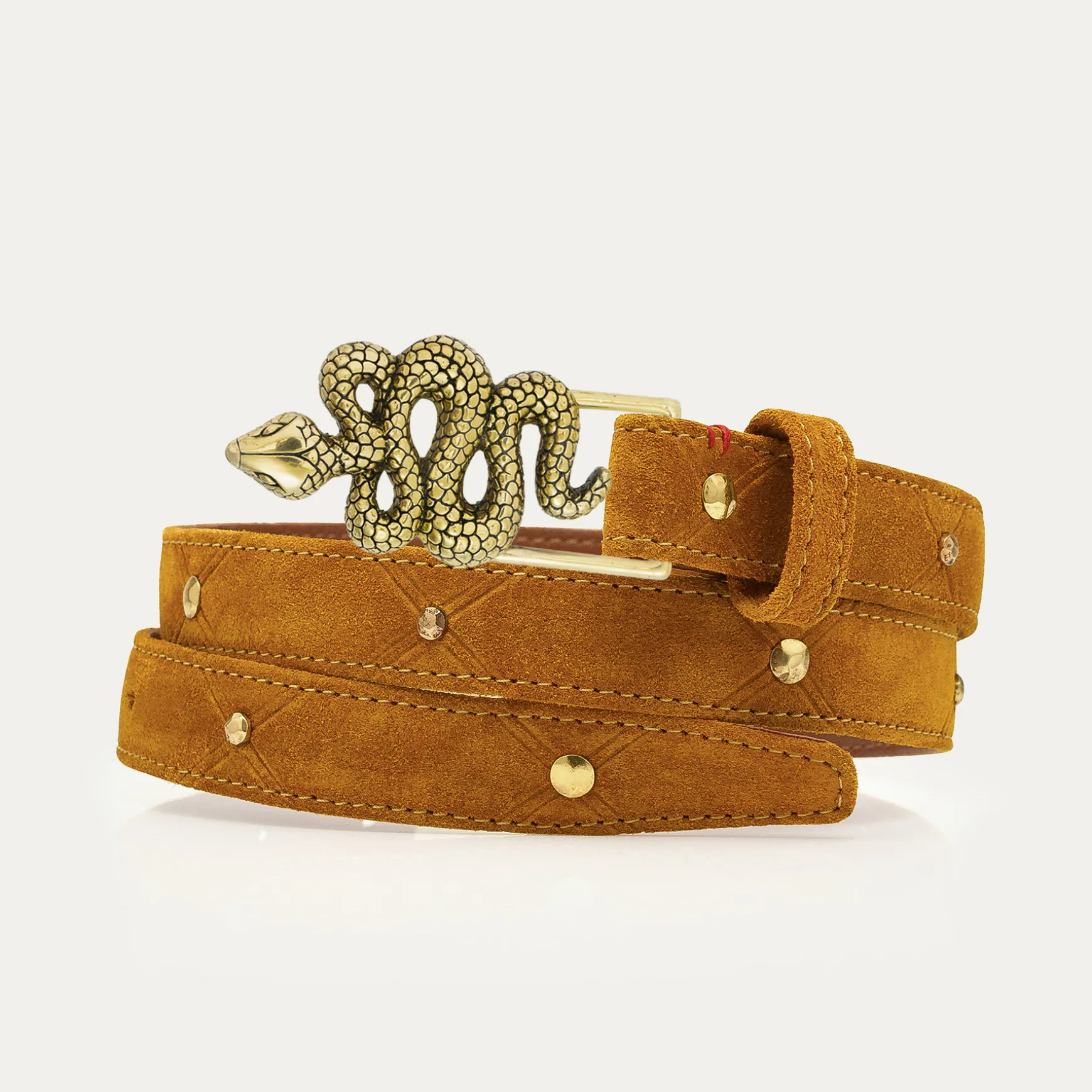 Hot Claris Virot Baby Ceintures Serpent Suède ambre cloutée