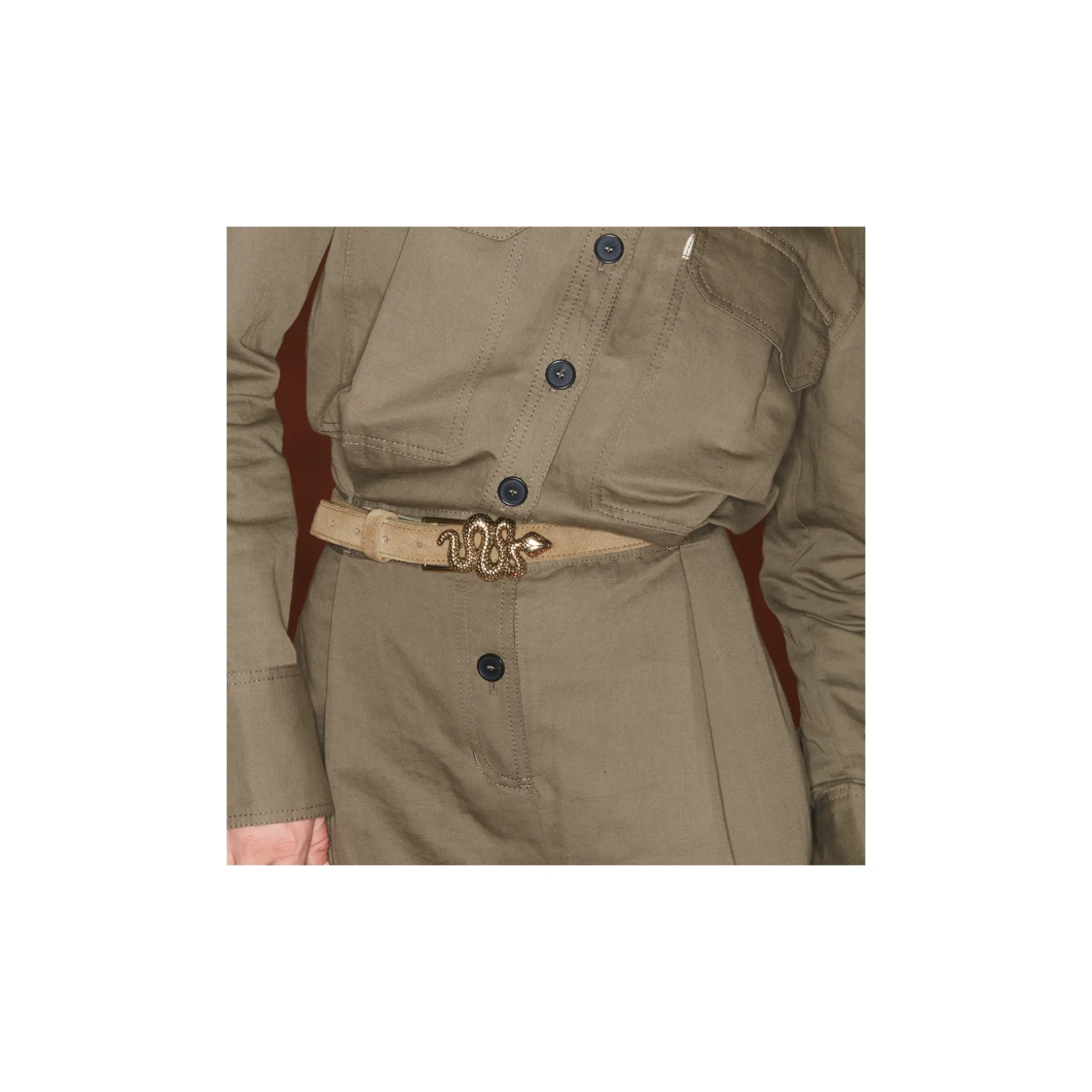 Flash Sale Claris Virot Baby Ceintures Serpent Croûte Olive Brodée
