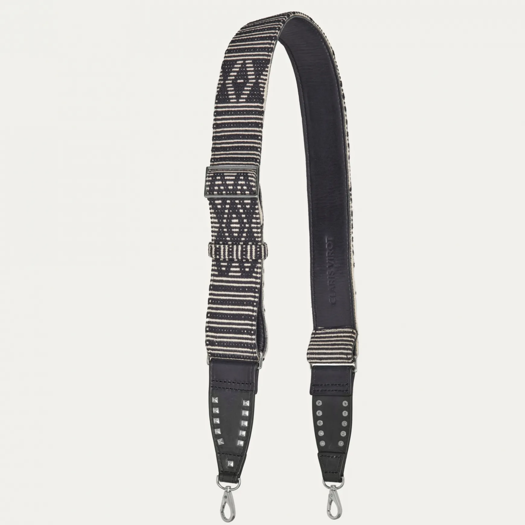 Cheap Claris Virot Bandoulière Cuir et Coton Noir Métallerie Argent