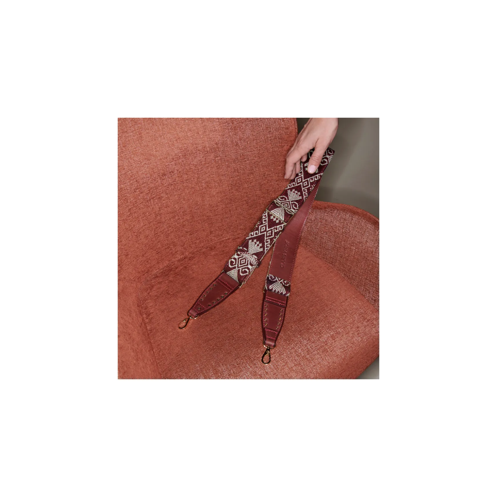 Best Claris Virot Bandoulière Cuir et tissu sumba bordeaux