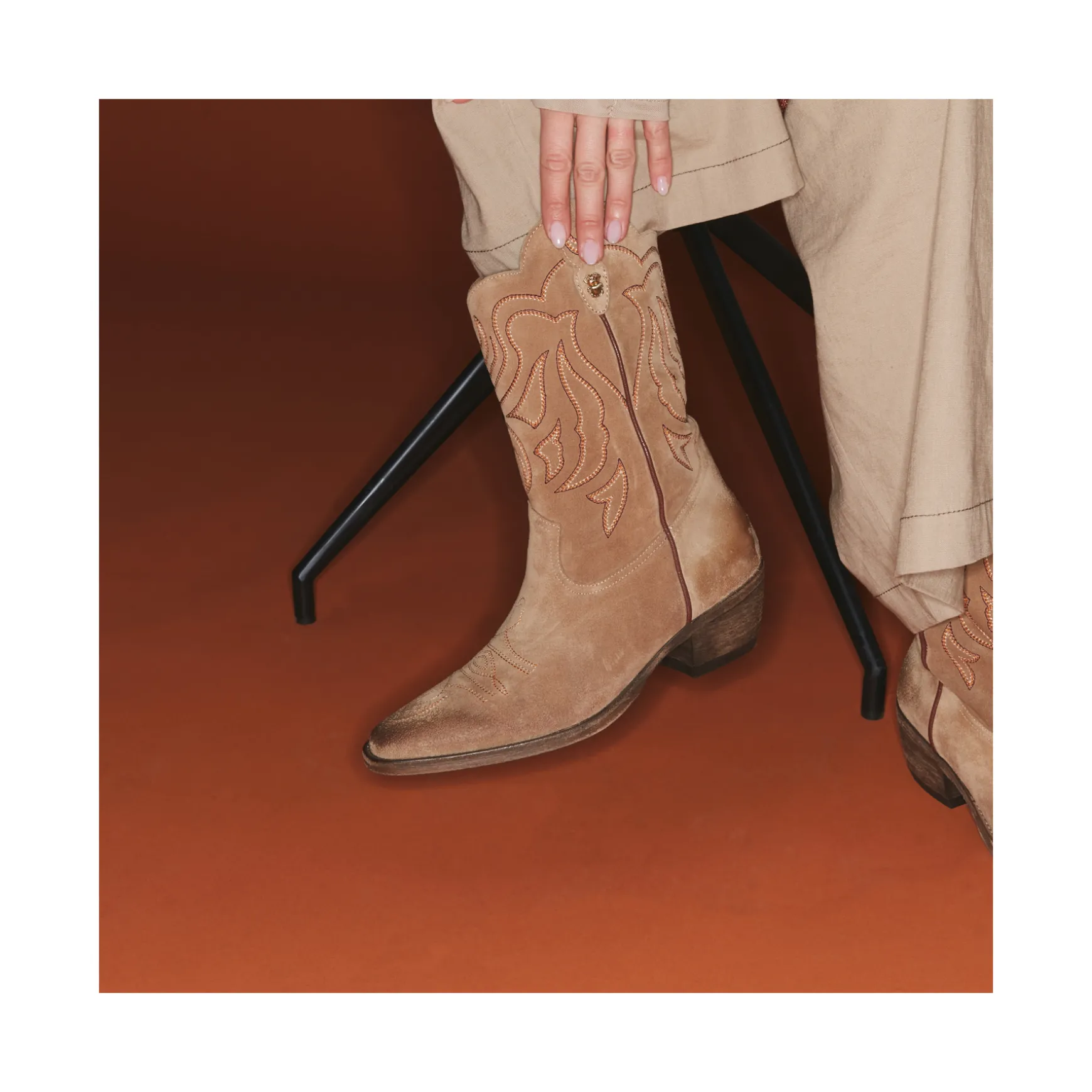 Clearance Claris Virot Bottes Lucienne Cuir Olive Brodé