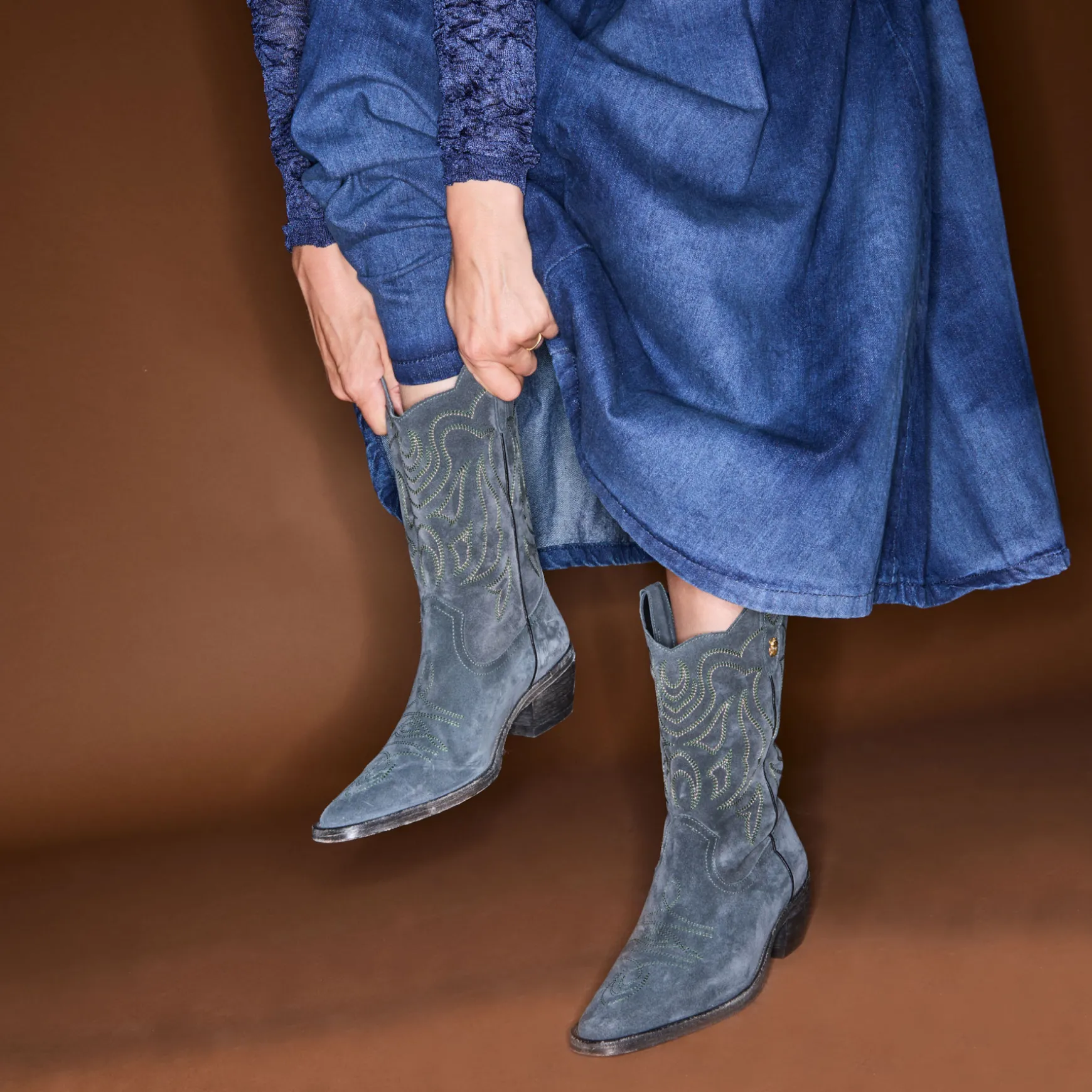 Outlet Claris Virot Bottes Lucienne Suede Gris Perle