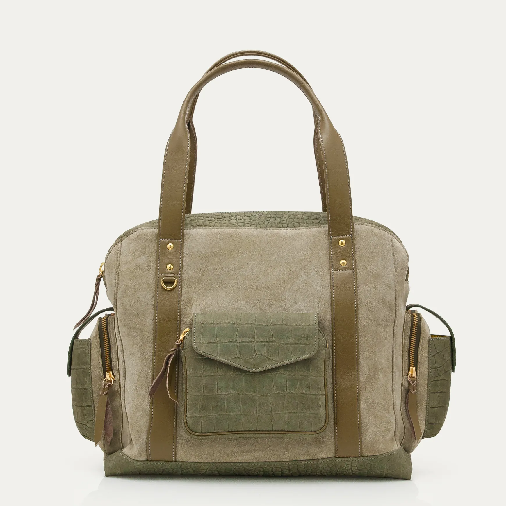 Online Claris Virot Cabas Leo Nubuck embossé croco gris perle
