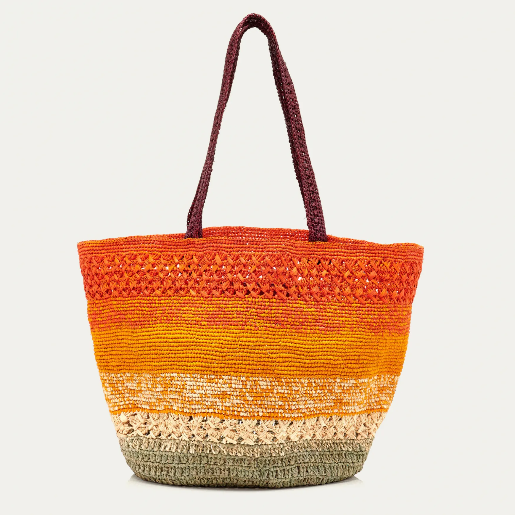 Fashion Claris Virot Cabas Stella L Raphia Arc-en-ciel orange