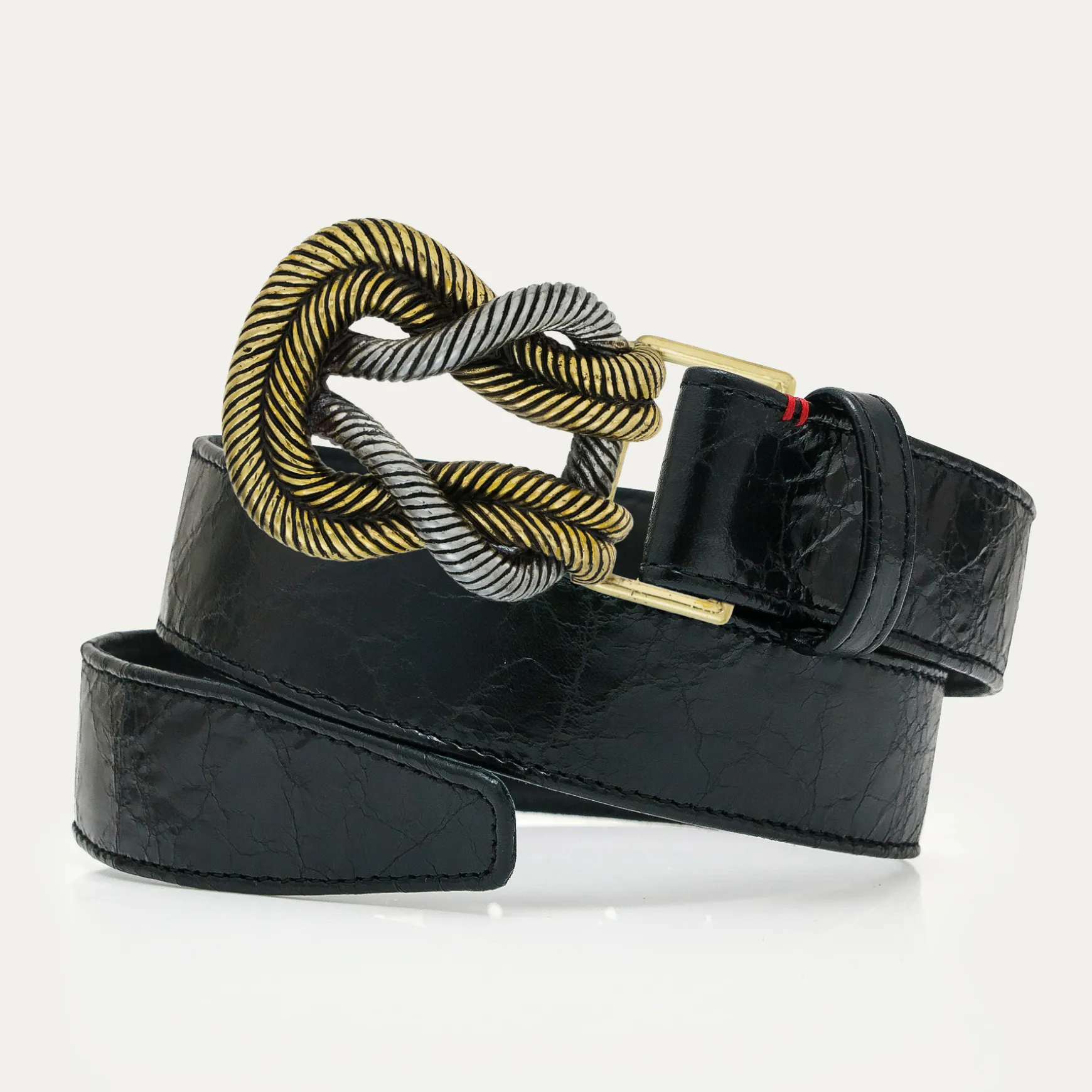 Outlet Claris Virot Ceintures Noeud Cuir Noir Vernis Vintage