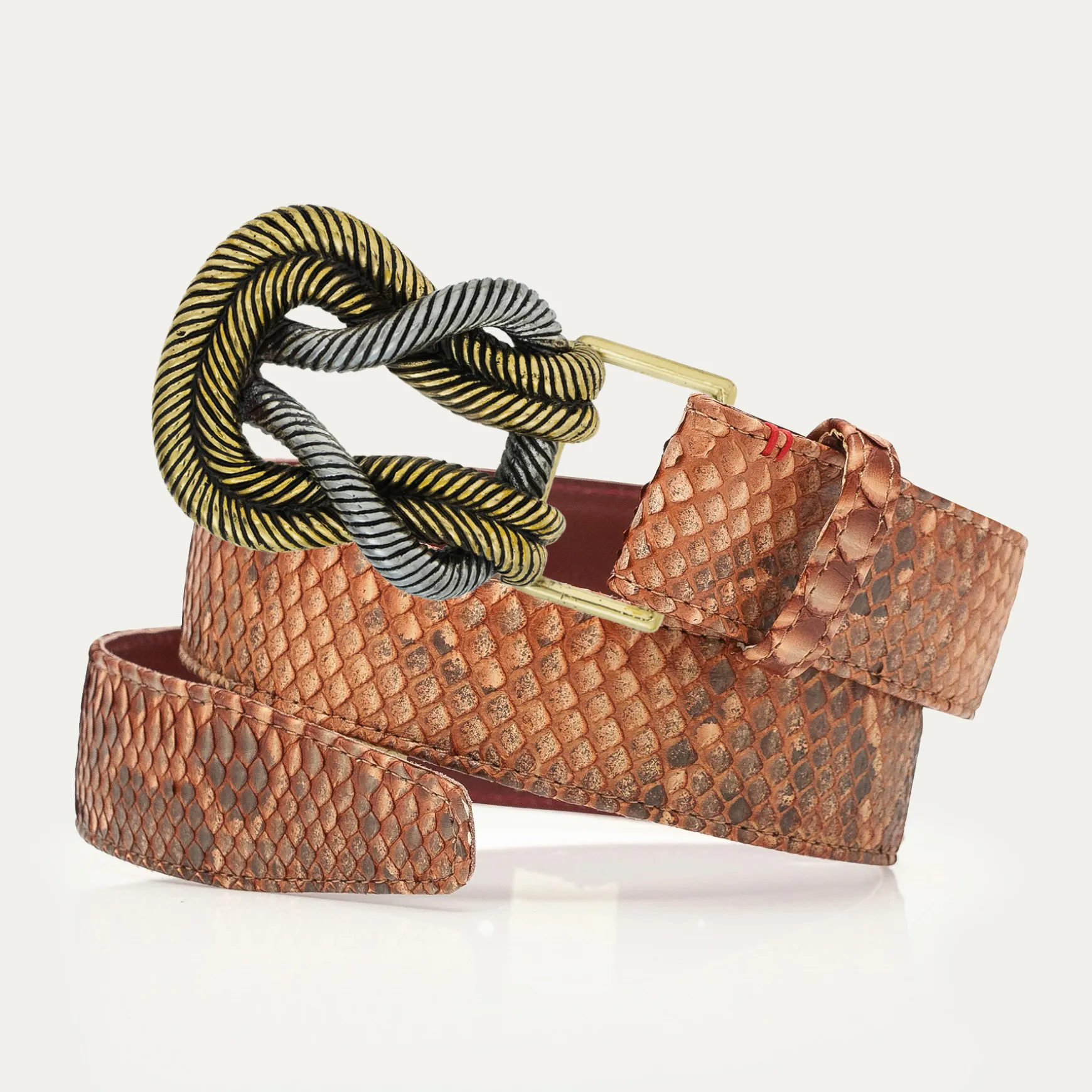 Cheap Claris Virot Ceintures Noeud Python Cuivre Lavé