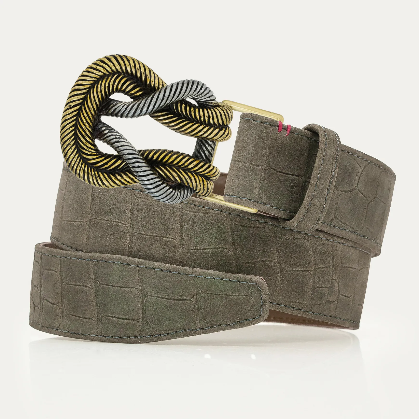 Best Claris Virot Ceintures Noeud Suede Gris Perle