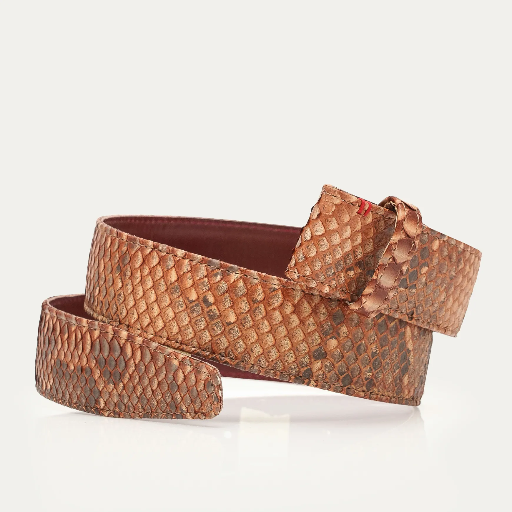 Clearance Claris Virot Ceintures sans boucle Python Cuivre Lavé