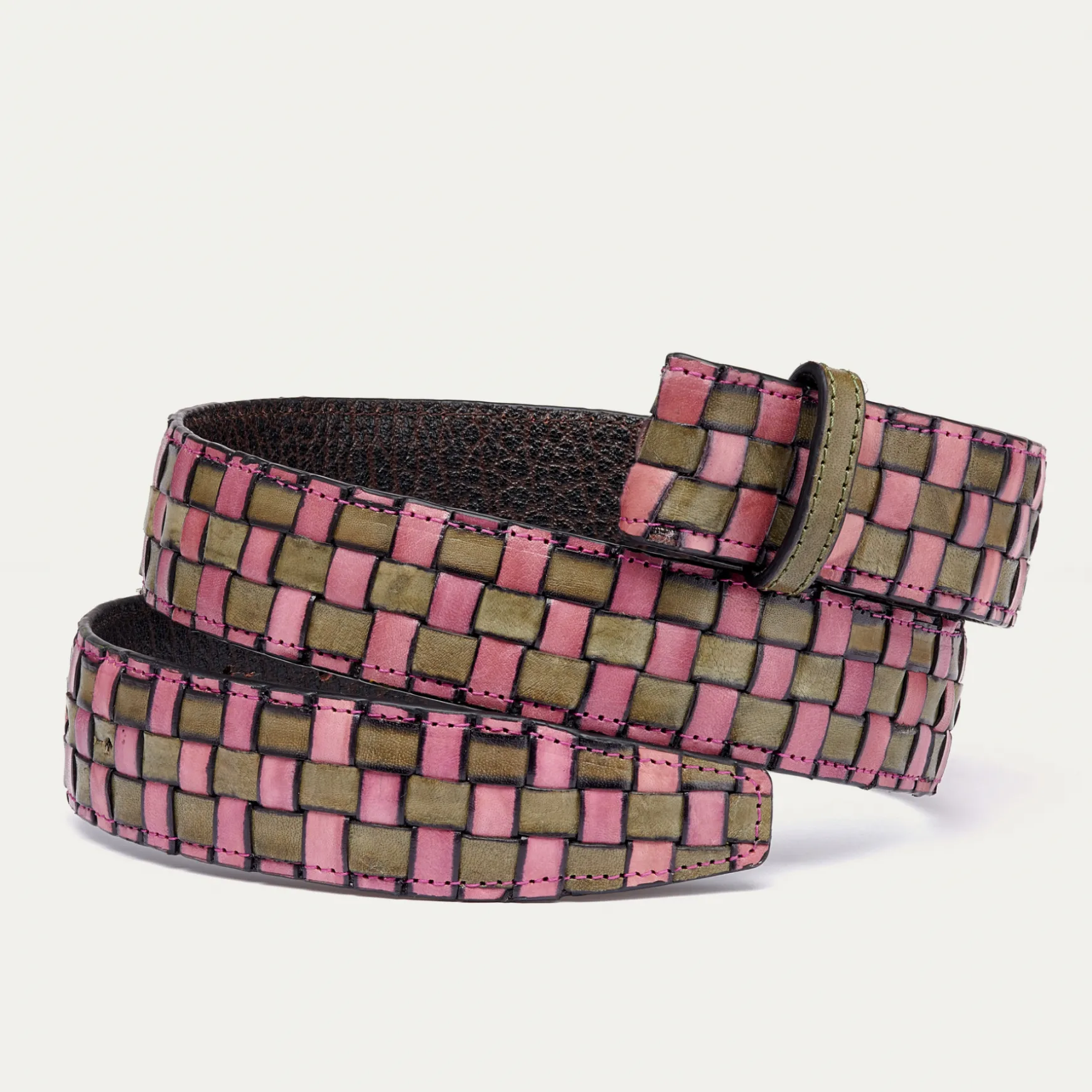 Hot Claris Virot Ceintures sans boucle Cuir Tressé Rose sakura