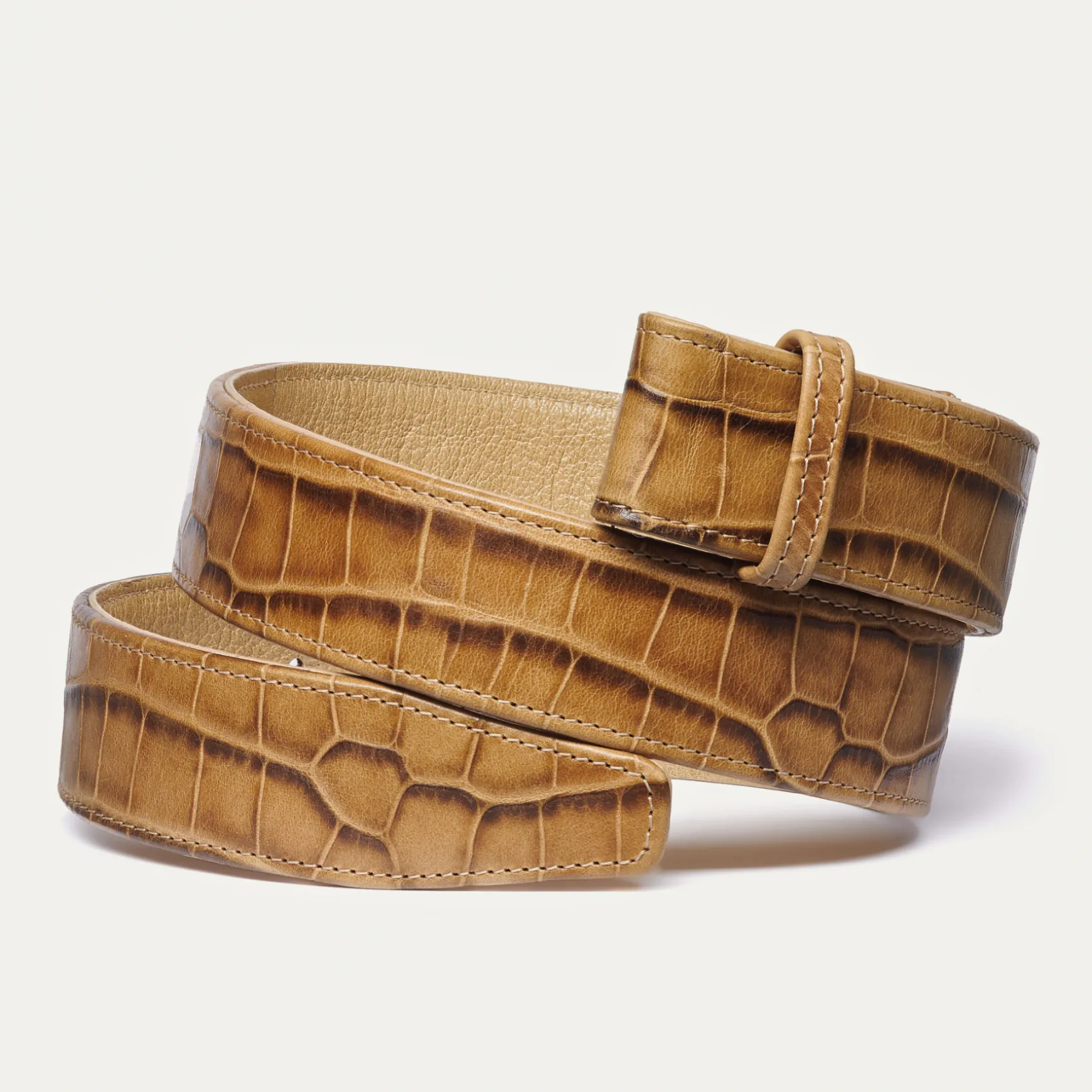 Fashion Claris Virot Ceintures sans boucle Cuir tabac