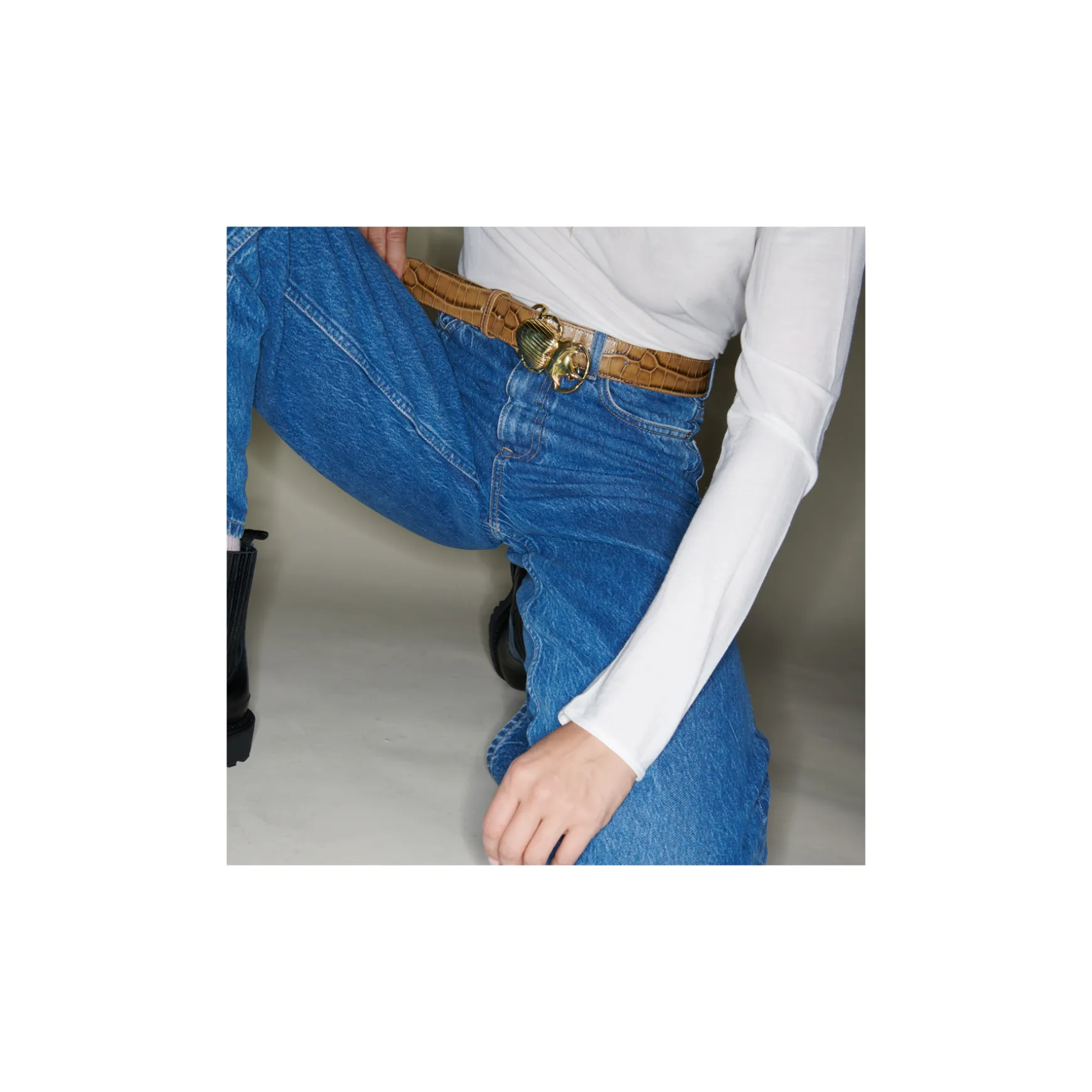 Fashion Claris Virot Ceintures sans boucle Cuir tabac