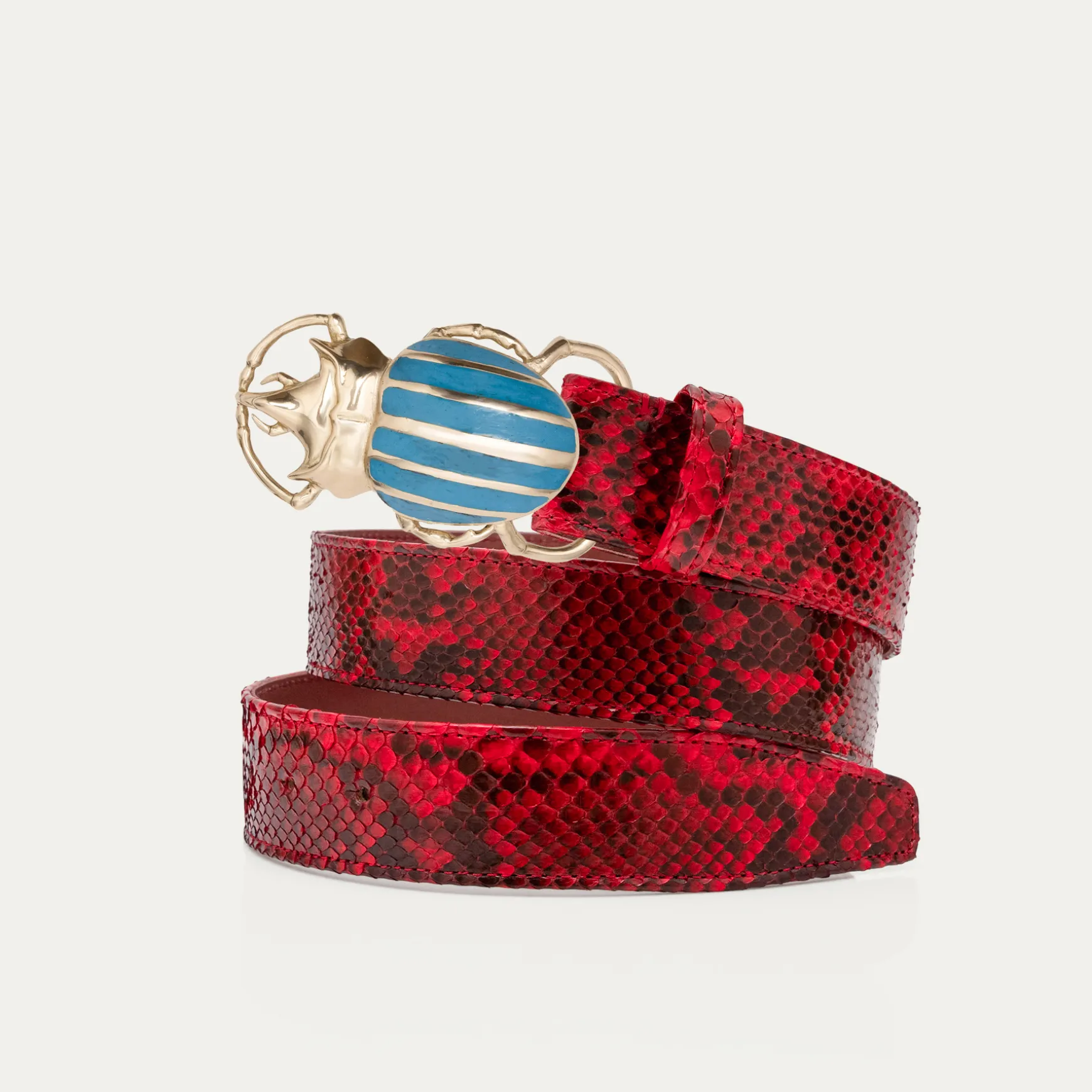 Fashion Claris Virot Ceintures Scarabée Python Rubis