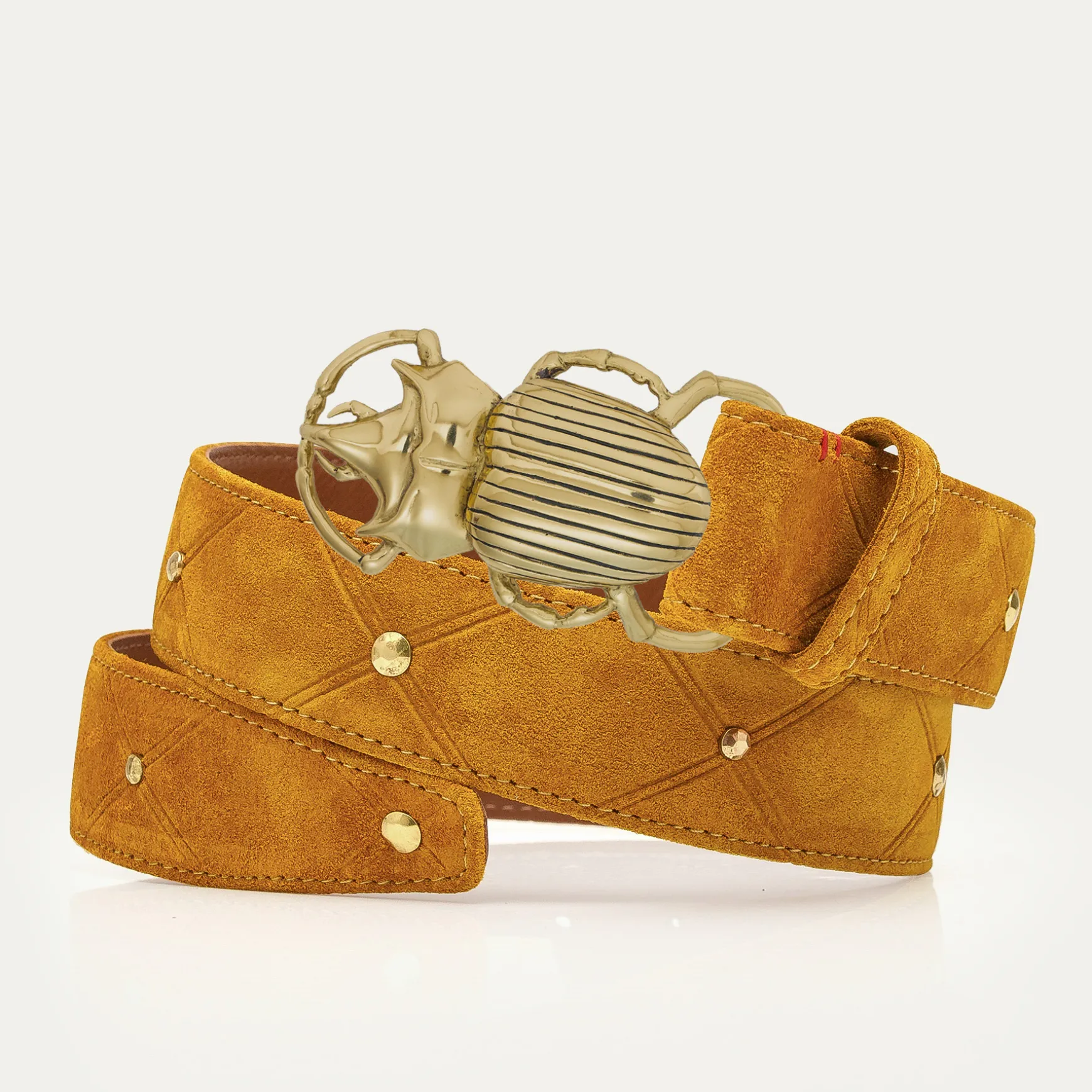 Sale Claris Virot Ceintures Scarabée Suède ambre cloutée