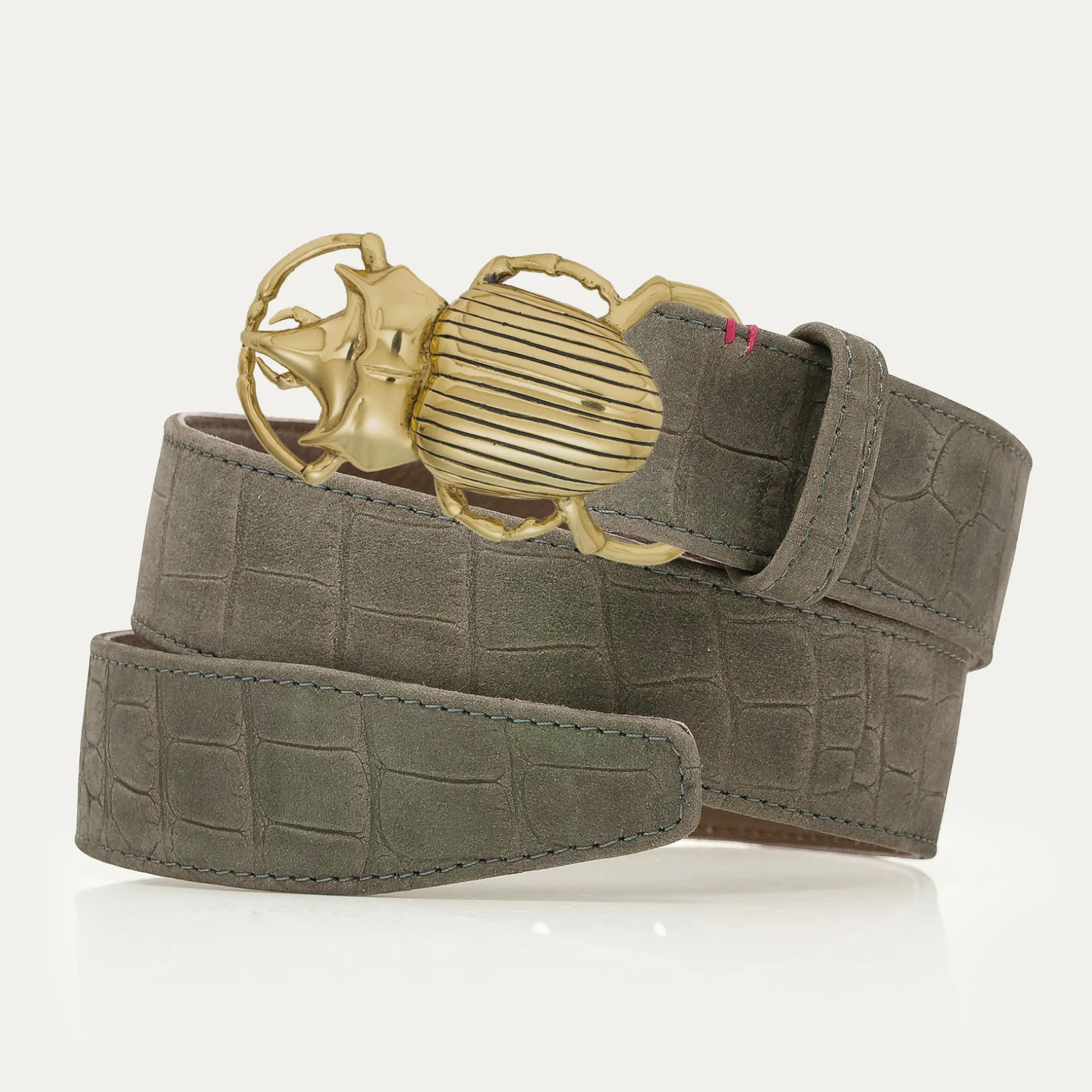 Outlet Claris Virot Ceintures Scarabée Suede Gris Perle