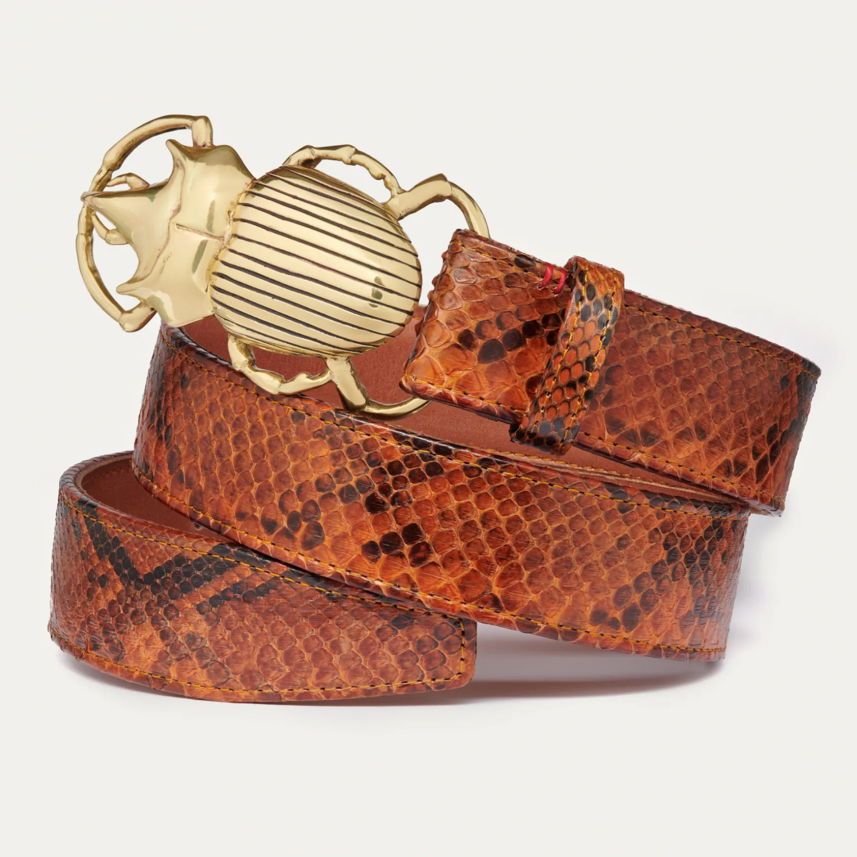 Discount Claris Virot Ceintures Scarabée Python Moka