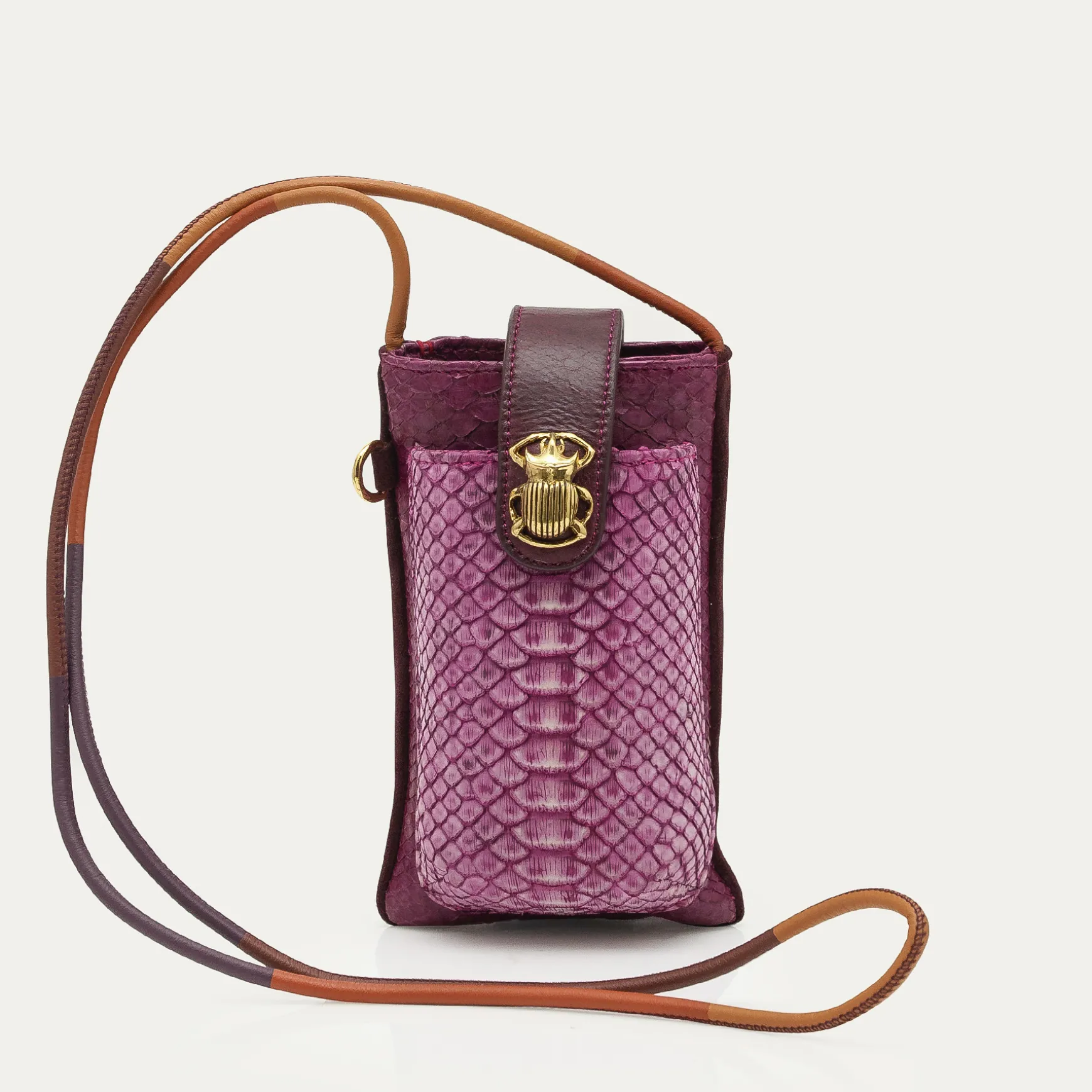 Fashion Claris Virot Etui Double Marcus Pythons pourpres mixés