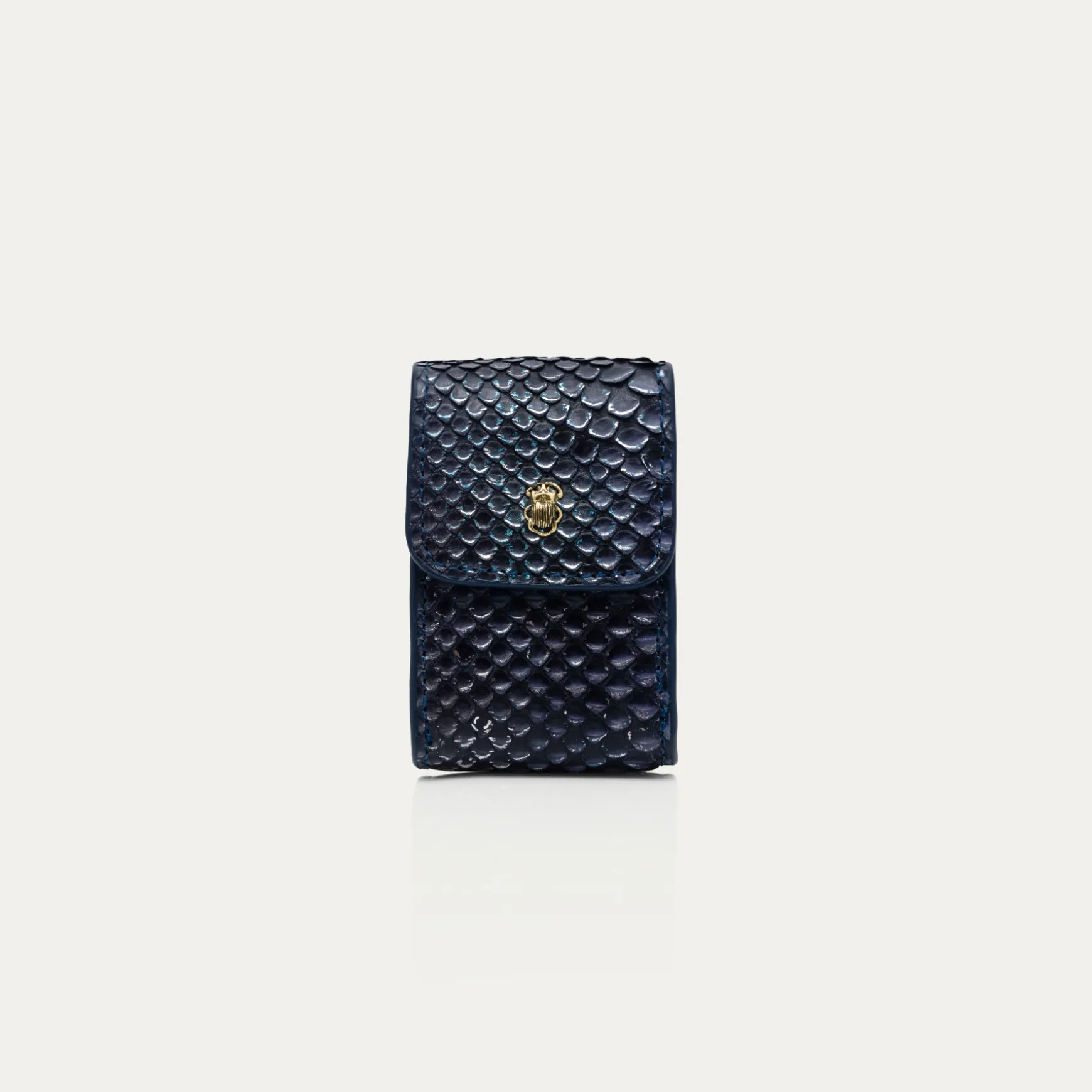 Hot Claris Virot Etui Rouge à Levres Dita Python bleu glacier métallisé