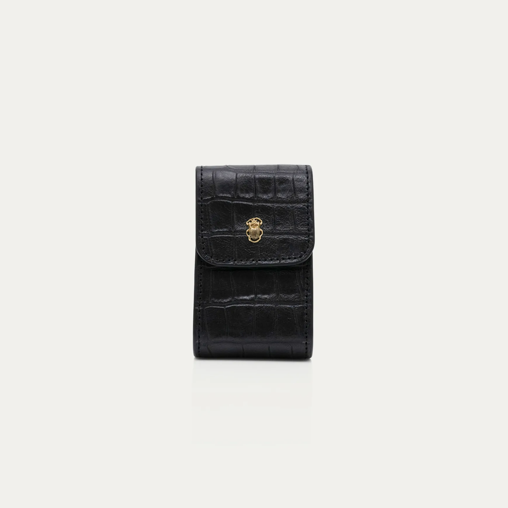 Best Claris Virot Etui Rouge à Levres Dita Cuir Embossé Croco Noir