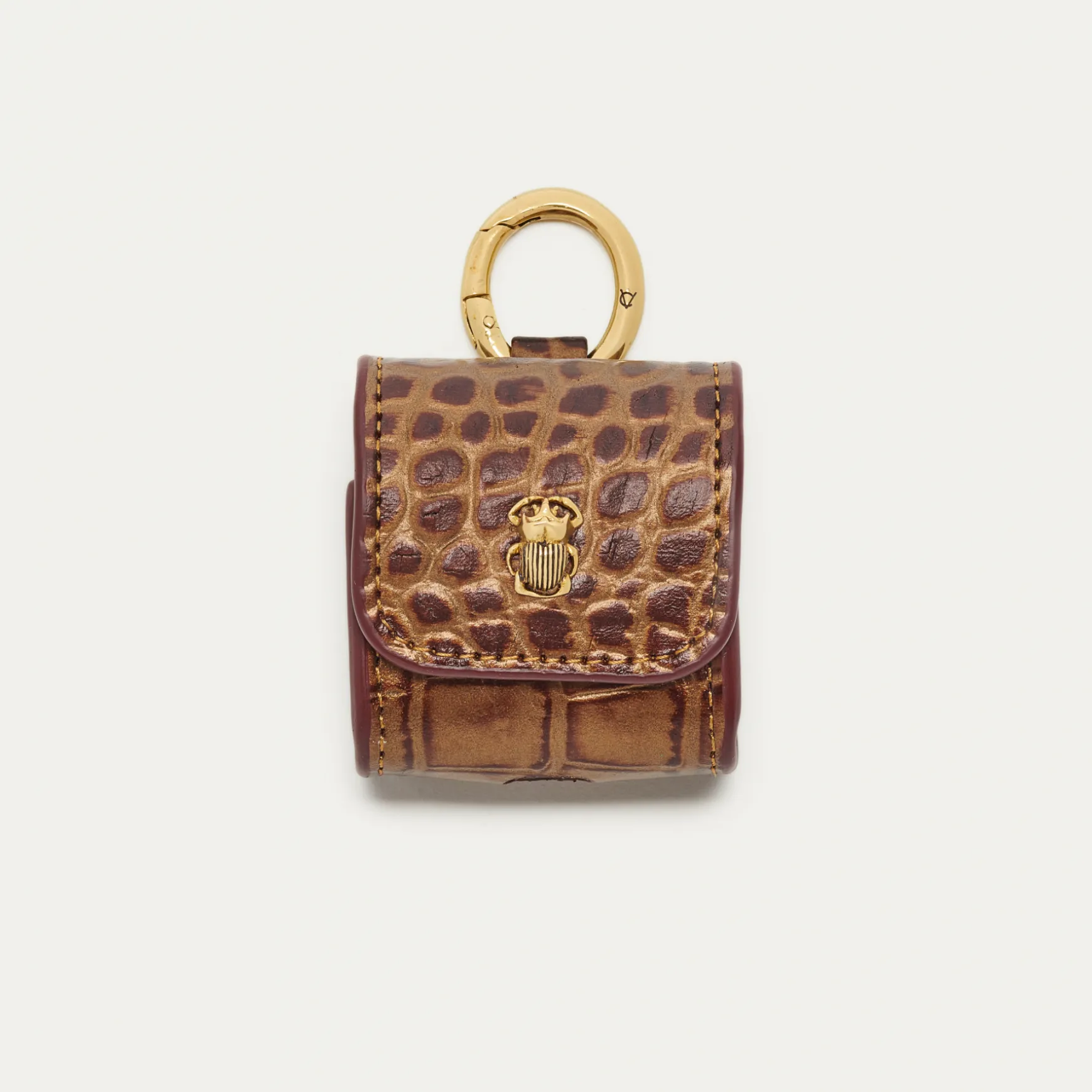 Clearance Claris Virot Etuis Airpods Jamie Cuir écorce métallique embossé croco