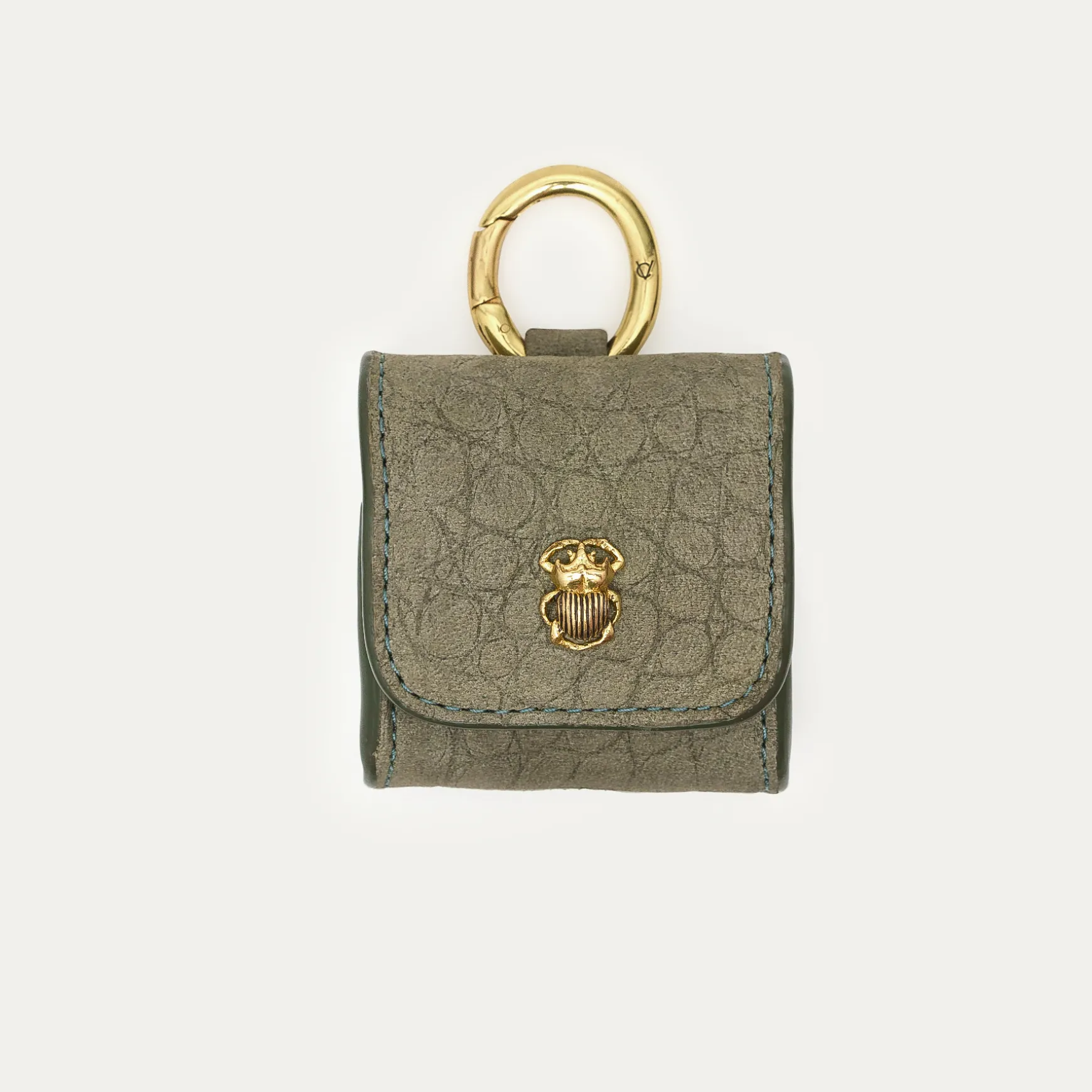 Sale Claris Virot Etuis Airpods Jamie Nubuck embossé croco gris perle