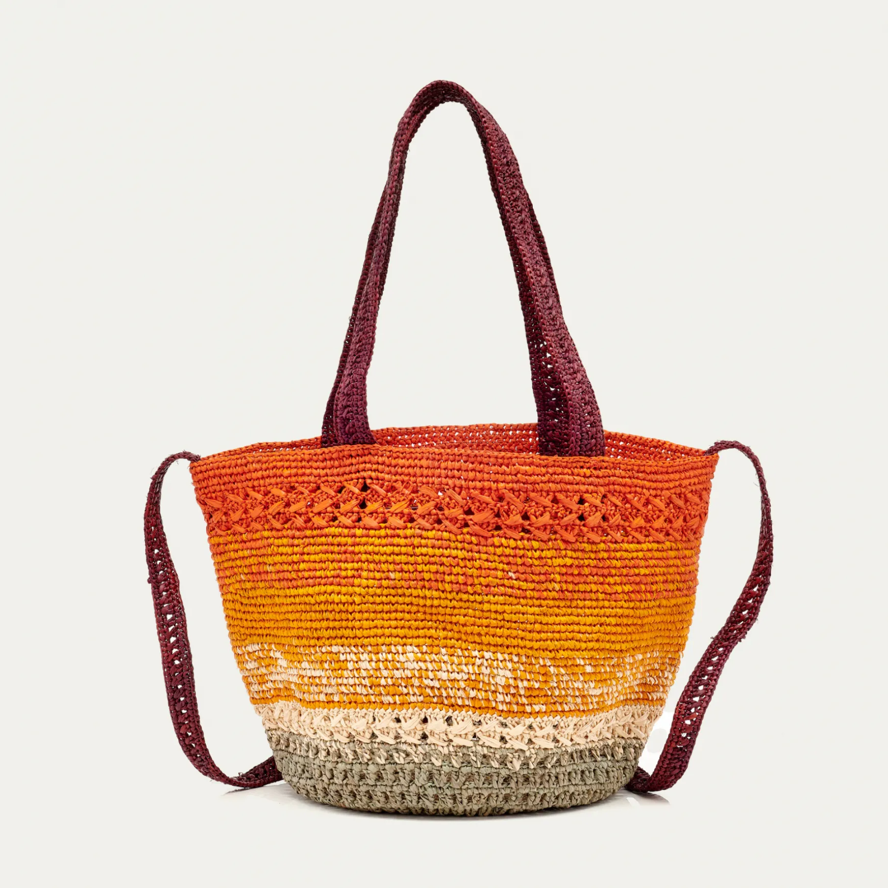 Store Claris Virot Mini Cabas Stella S Raphia Arc-en-ciel orange