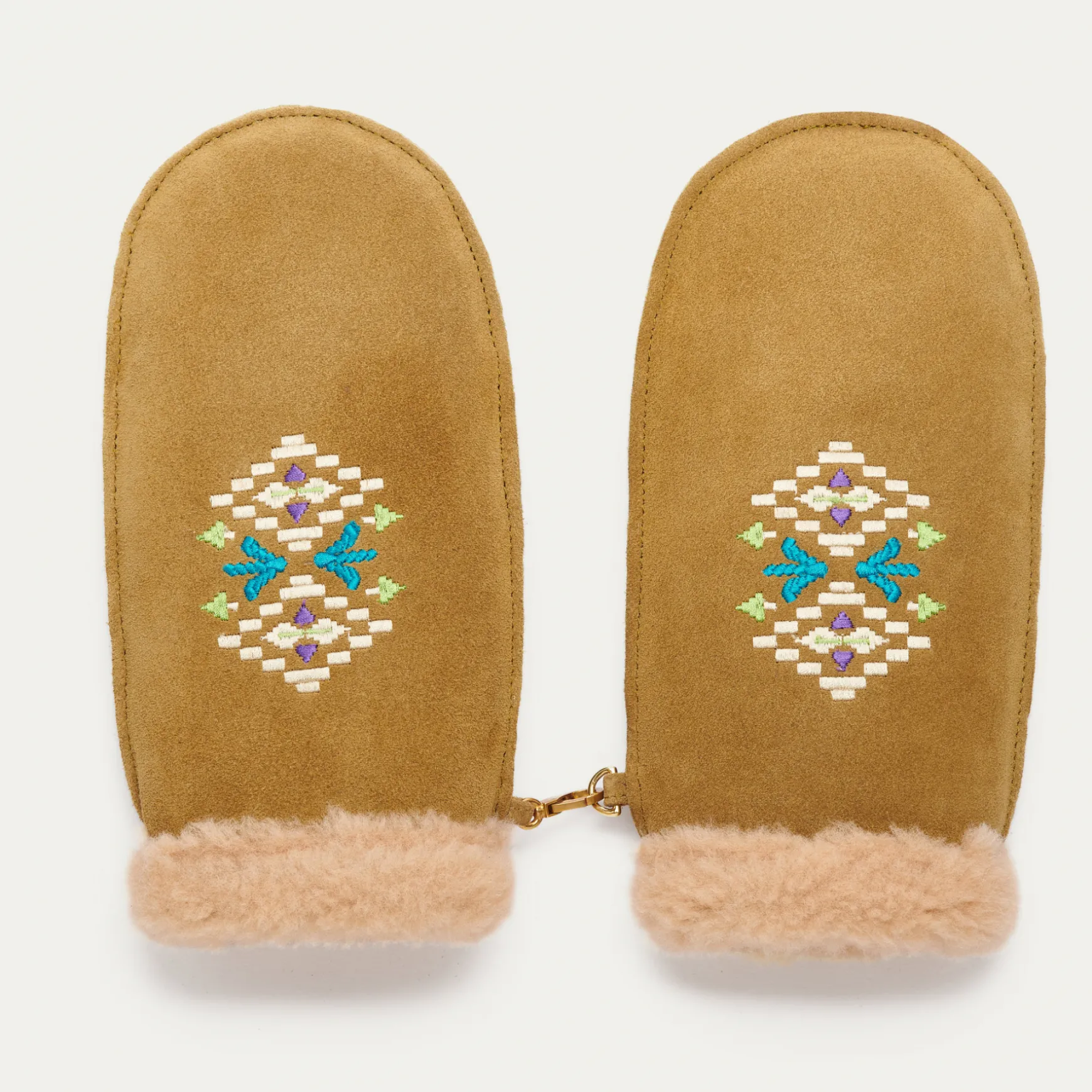 Store Claris Virot Moufles Croûte Olive Brodée