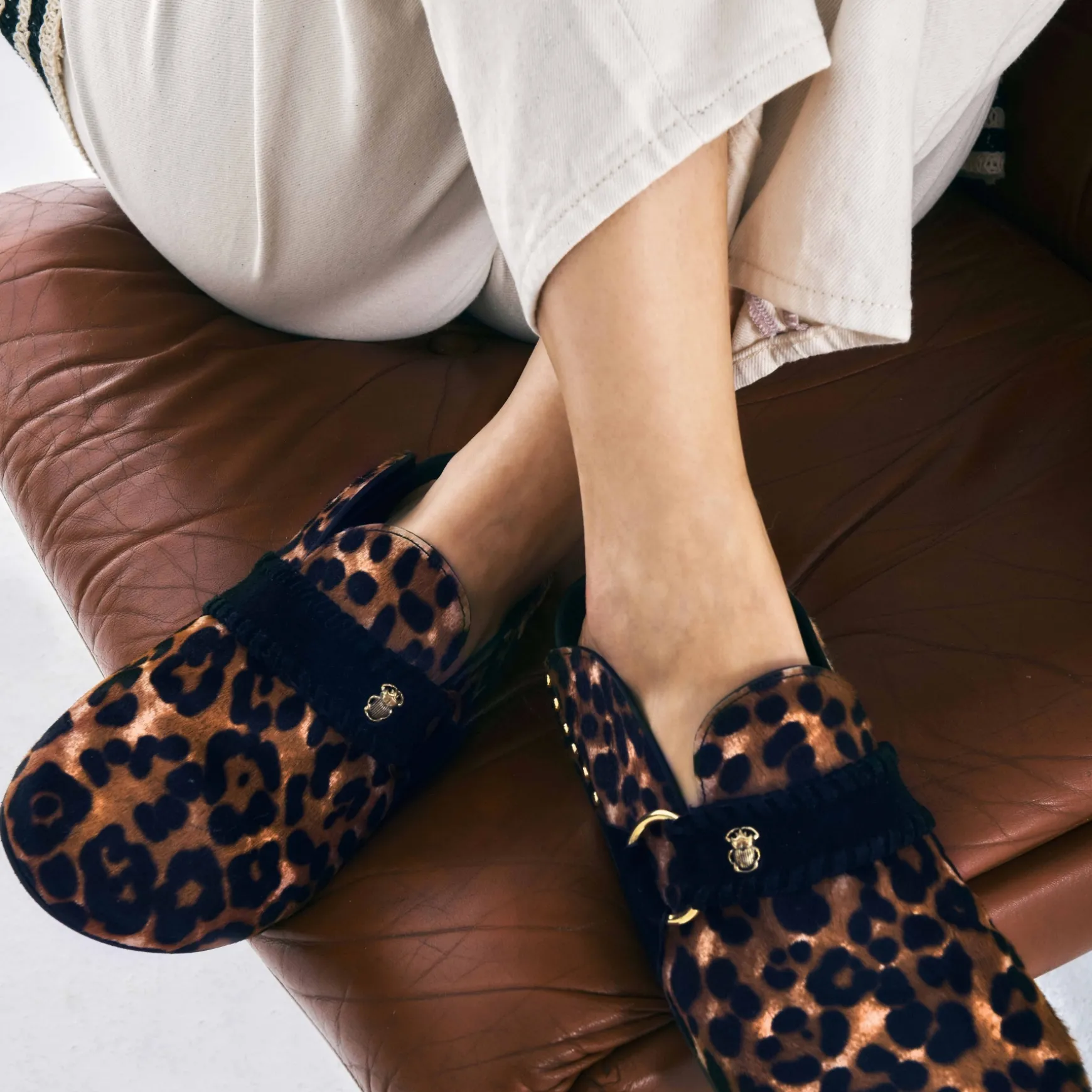 Sale Claris Virot Mules Georgette Cuir leopard