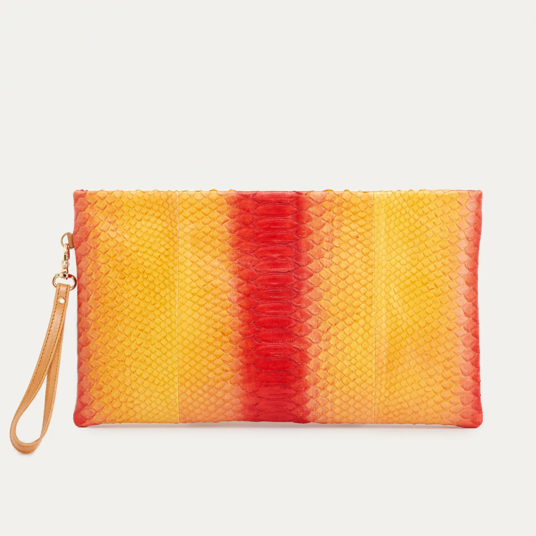 Store Claris Virot Pochette Lou Python orange rouge tatsu