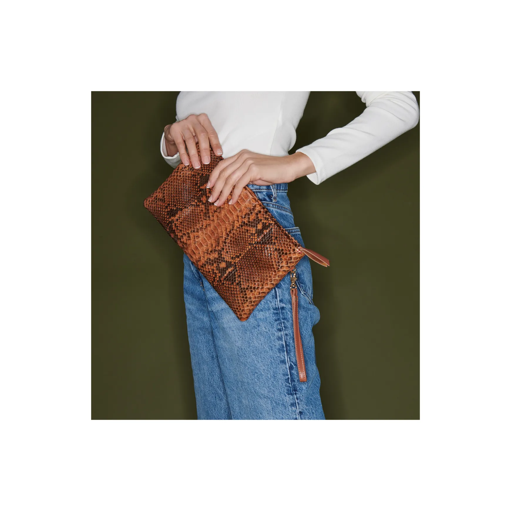 Discount Claris Virot Pochette Lou Python moka