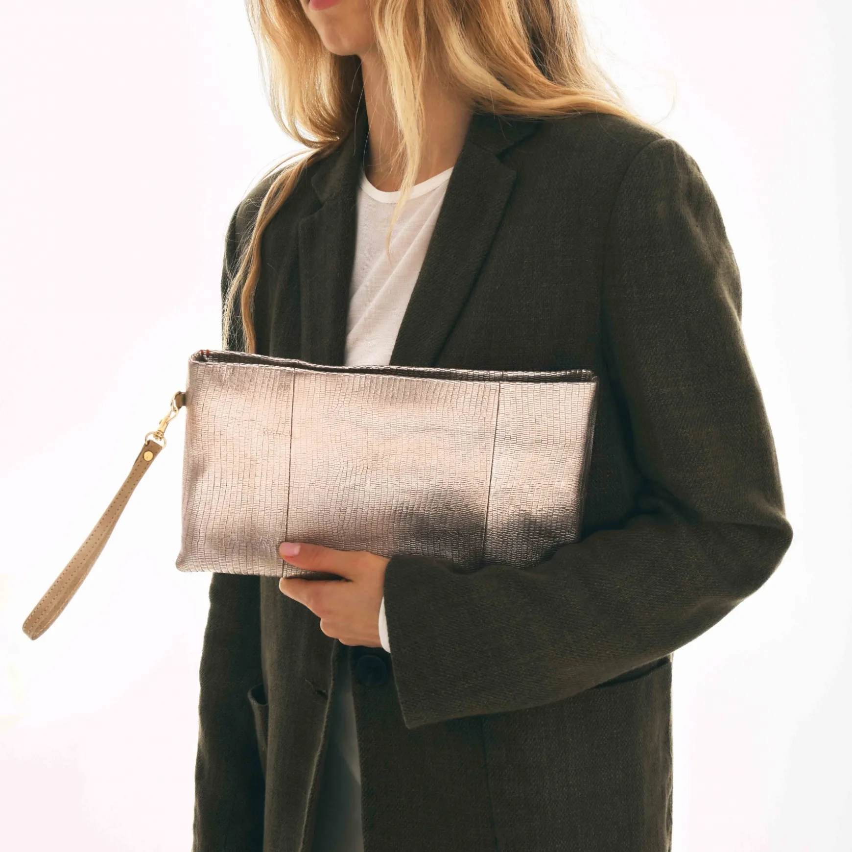 Discount Claris Virot Pochette Lou Cuir platine
