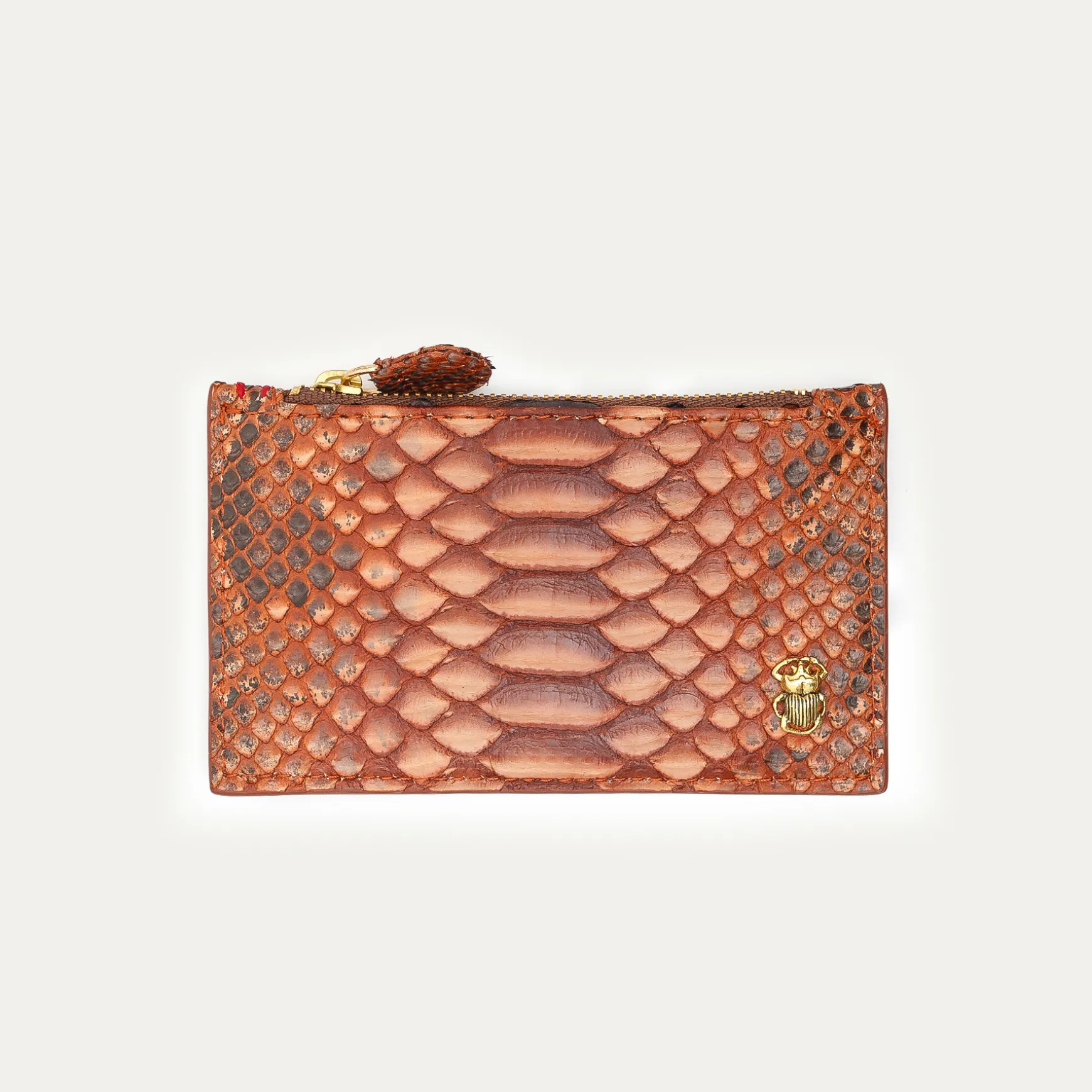 Shop Claris Virot Porte cartes Helena Python Cuivre Lavé