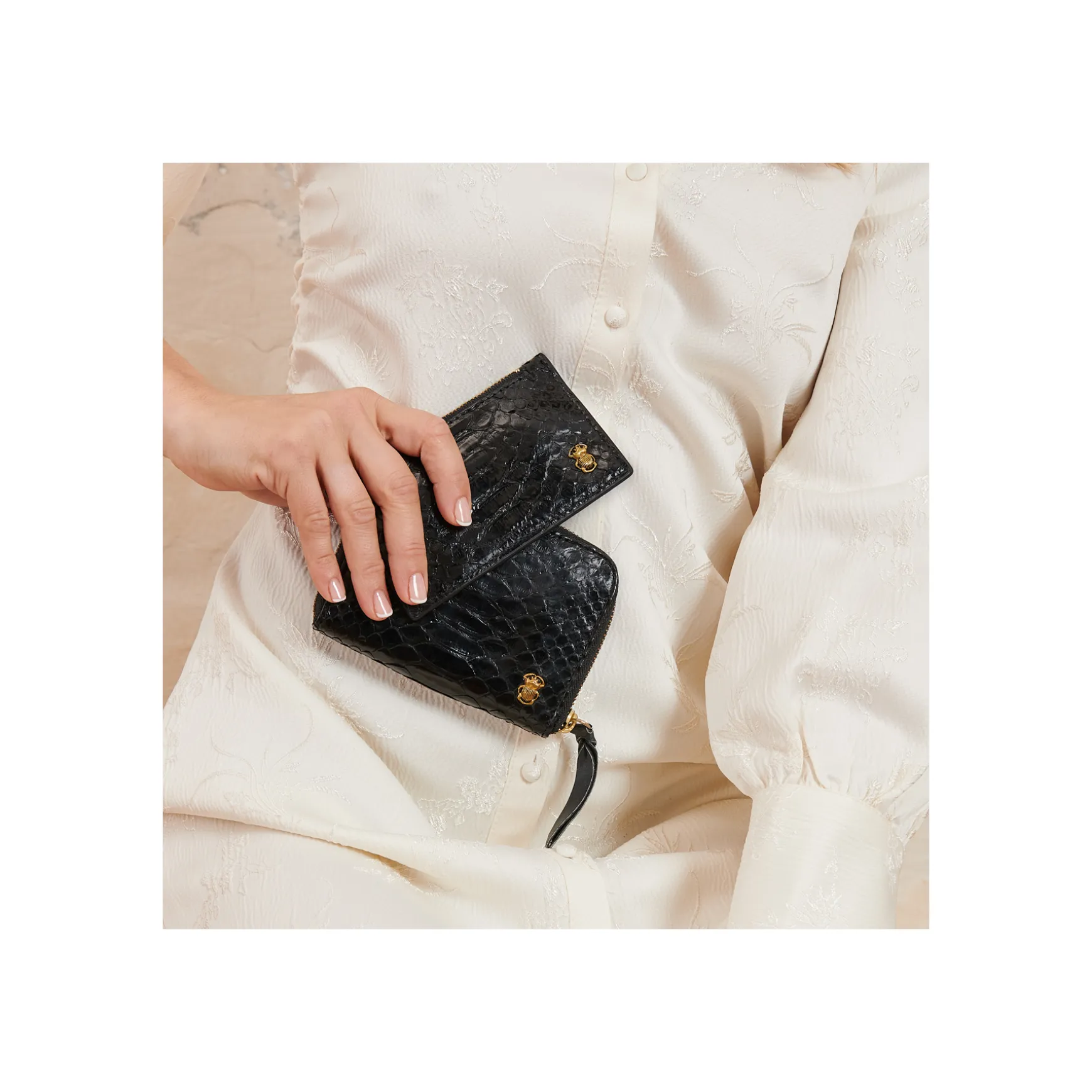 Best Claris Virot Porte cartes Helena Python Noir