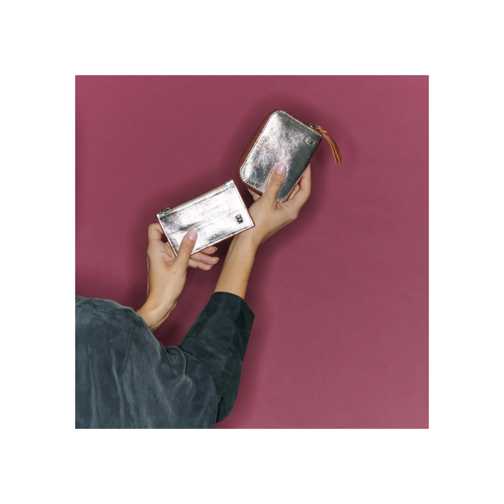 Outlet Claris Virot Porte cartes Helena Cuir oxy metal
