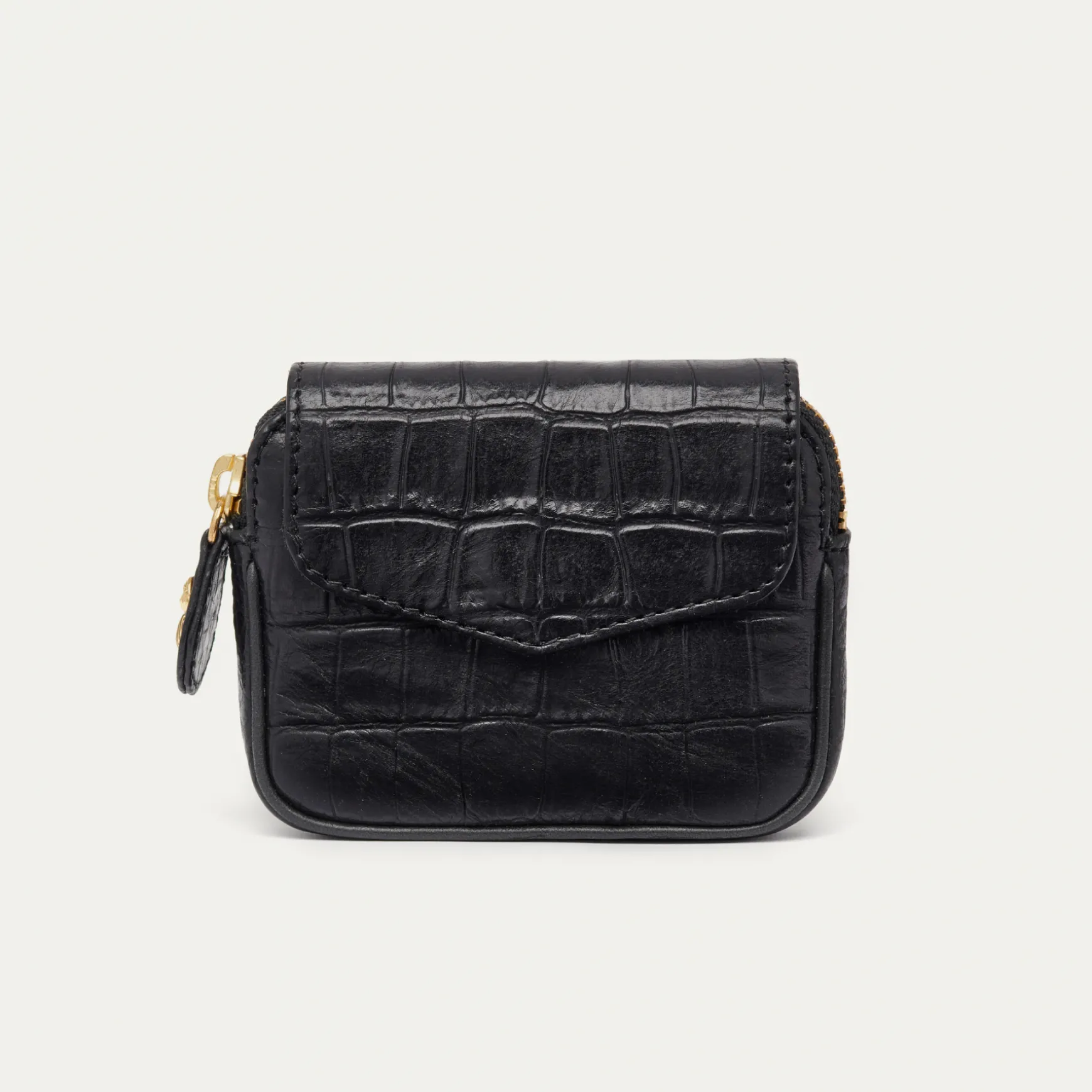 Cheap Claris Virot Porte Monnaie Karl Cuir Embossé Croco Noir