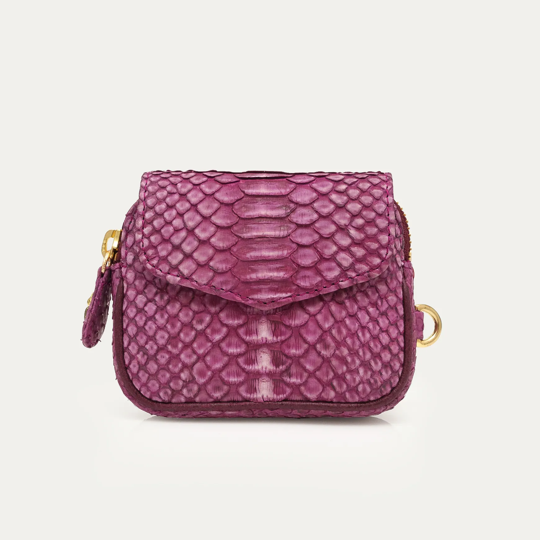 Clearance Claris Virot Porte Monnaie Karl Python Pourpre Lavé