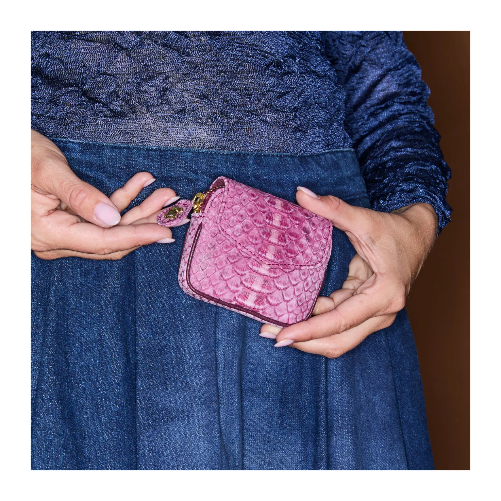 Clearance Claris Virot Porte Monnaie Karl Python Pourpre Lavé