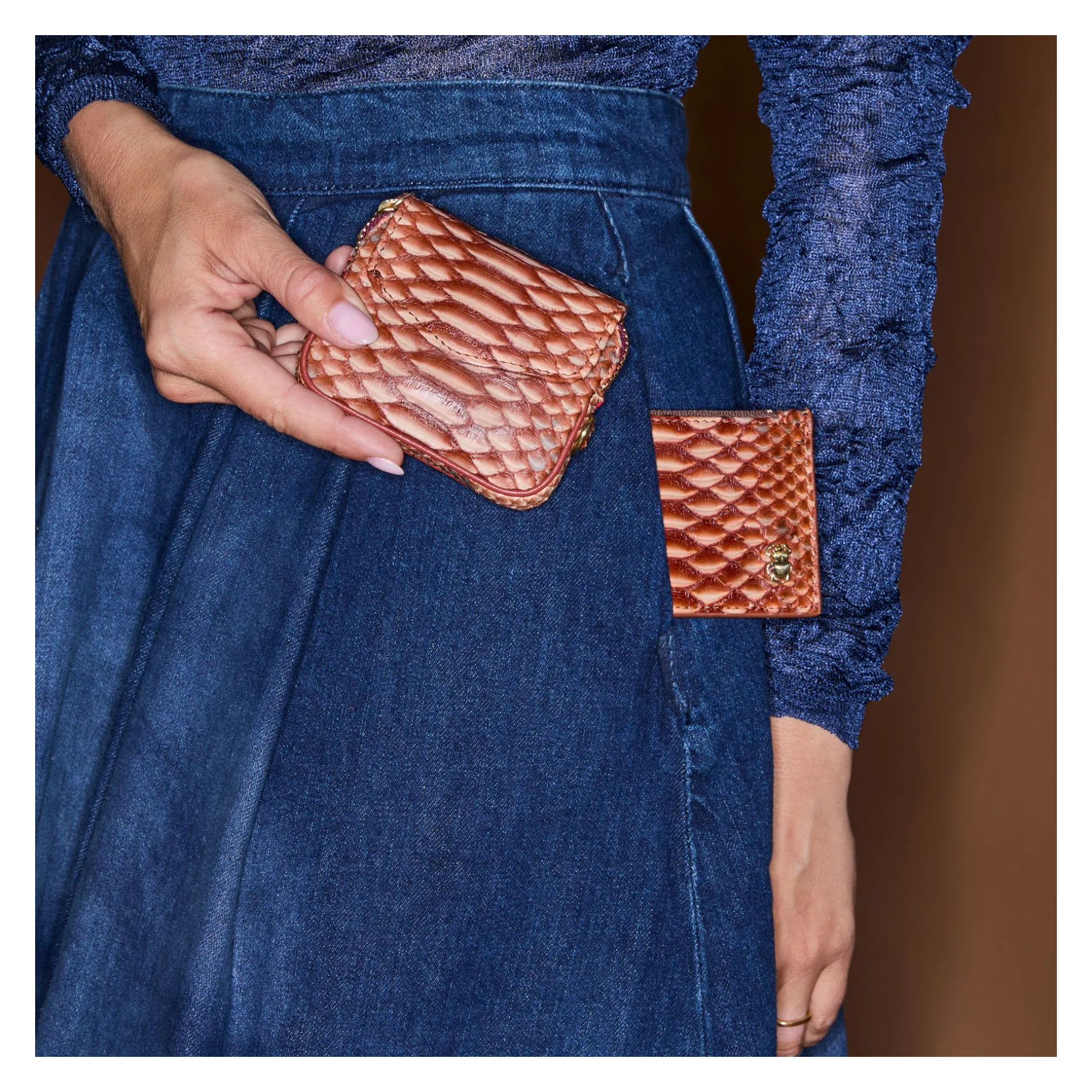 Fashion Claris Virot Porte Monnaie Karl Python Cuivre Lavé